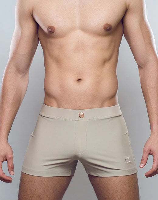 2EROS Men's Swim Boxer Trunks - Quick Dry, Comfortable Swimwear for Beach, Pool & Water Sports - Taupe Color