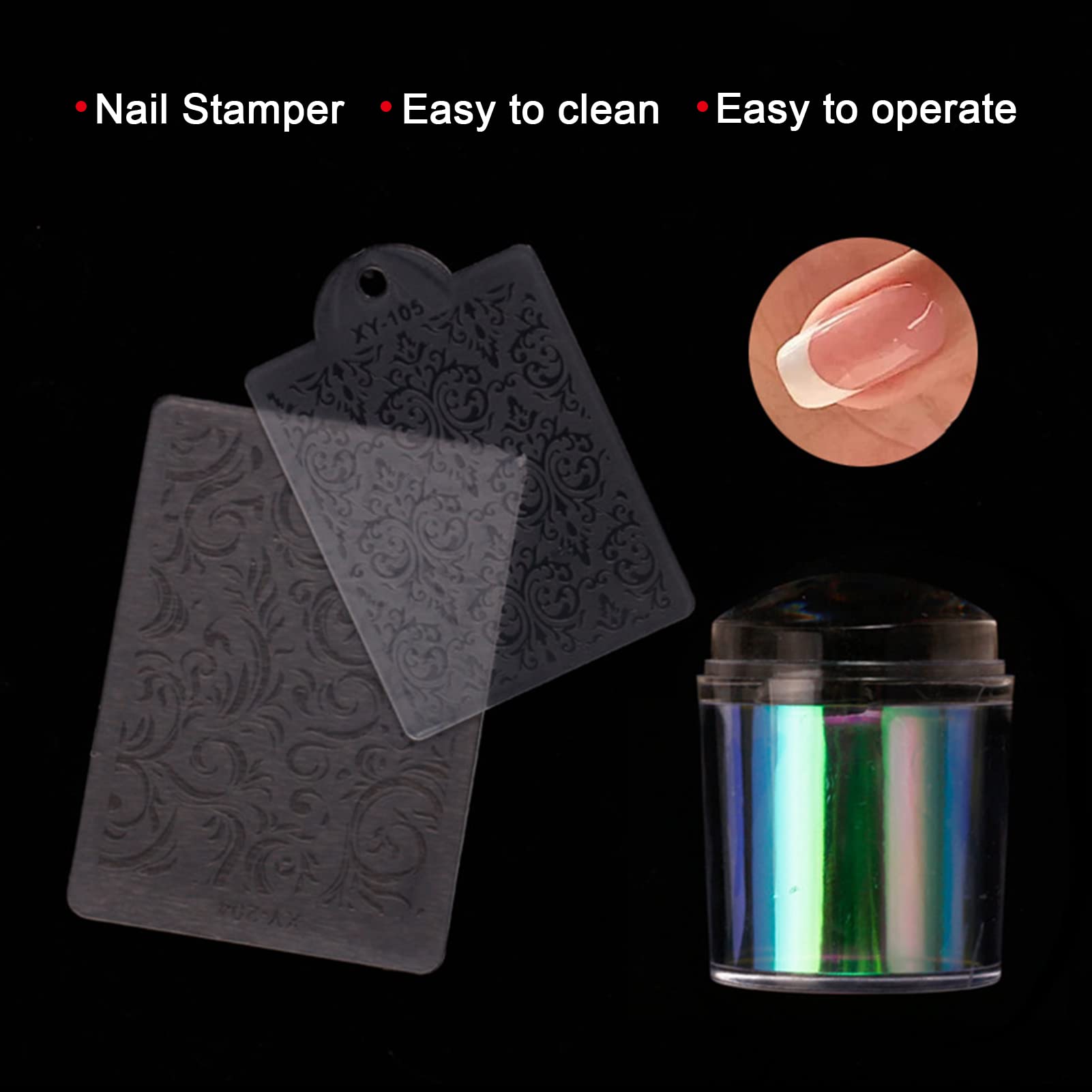 Clear Nail Stamper for Nail Art - Portable, Wear-Resistant & Stable Nail Stamp Tool for Professional Salon & Home DIY Manicure - Perfect for French Tips, Floral Designs & Creative Nail Art