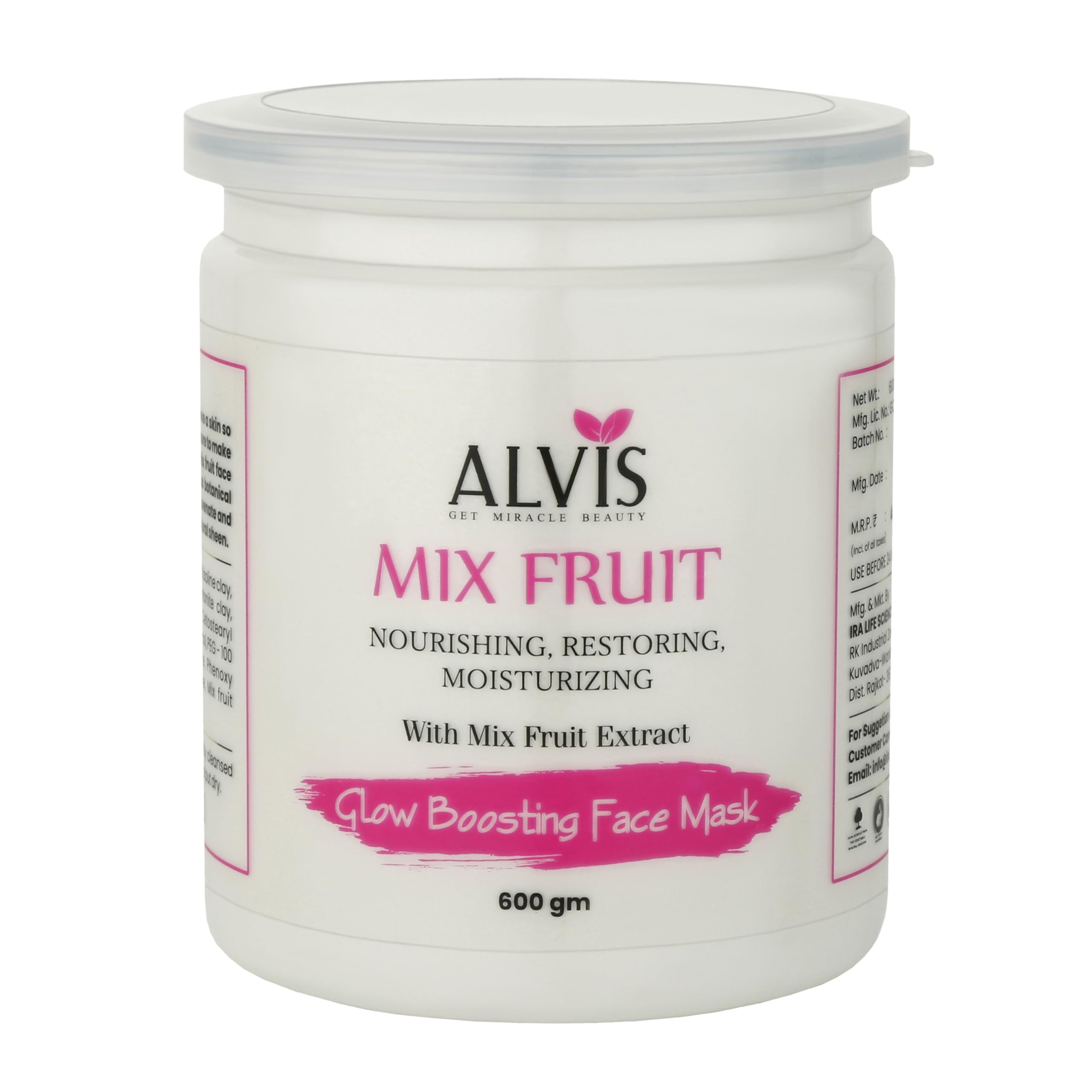 ALVIS 600g Glow Boosting Fruit Face Mask - Brightening & Hydrating Skincare for Dry & Dull Skin - Perfect for Night Routine & Self-Care Days