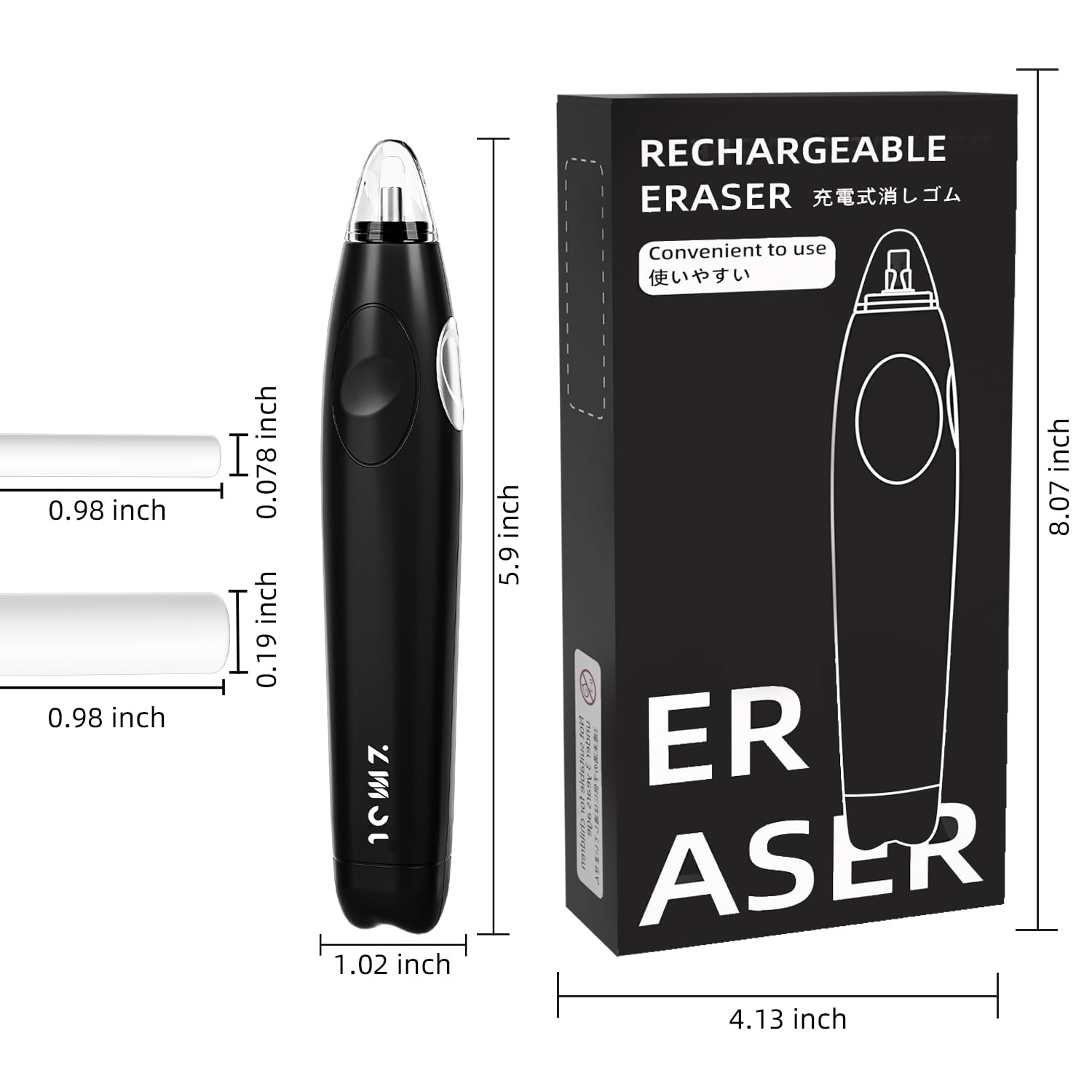 ZMOL Rechargeable Electric Eraser Kit for Artists - 140 Refills, Battery Operated Automatic Eraser for Precise Drawing, Sketching & Crafts | Portable Pencil Eraser for Professional Artists, Students & Hobbyists (Black) | Perfect for Sketchbooks, Canvas & Paper Art Projects