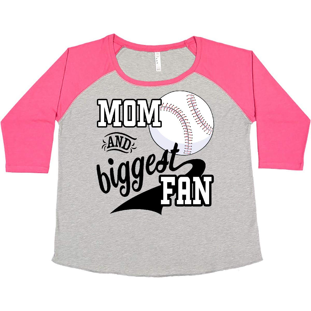 Inktastic Mom and Biggest Fan - Baseball Family Fan Women's Plus Size T-Shirt | Comfortable Casual Wear for Baseball Games, Mother's Day Gifts & Family Events