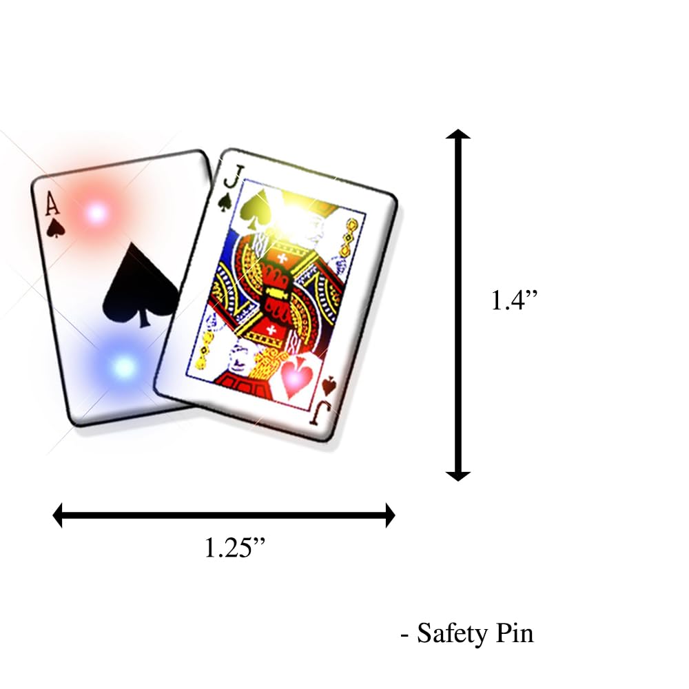 Blinkee Blackjack Flashing Body Light Lapel Pins - LED Light Up Badge for Parties, Raves & Night Events - Fun Accessory for Costumes, Clubs & Festivals
