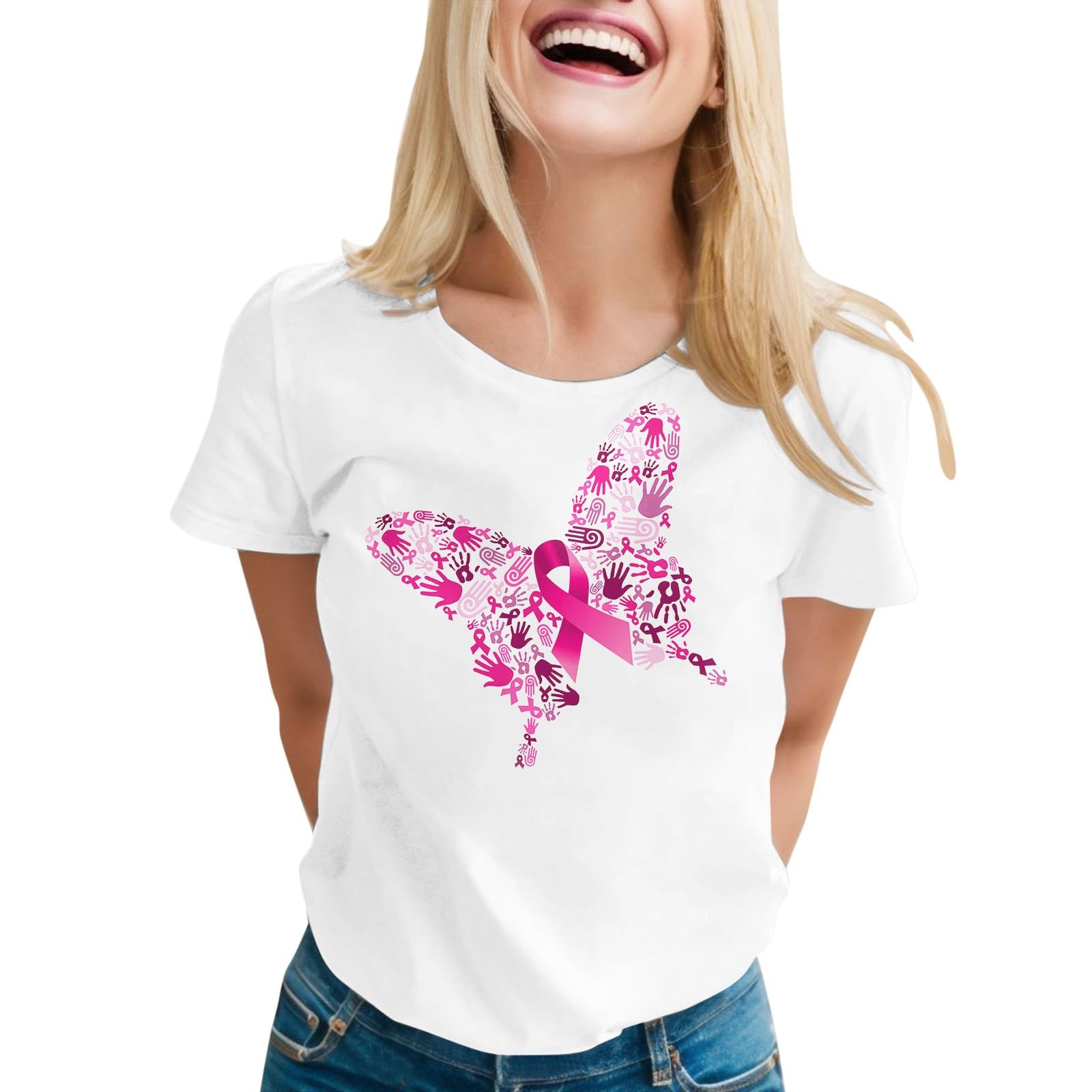 Women's Breast Cancer Awareness Shirts - Pink Ribbon & Boxing Gloves Print Fighting Survivor Tops | Perfect Gift for Cancer Warriors & Supporters | Wear to Fundraisers, Races & Awareness Events