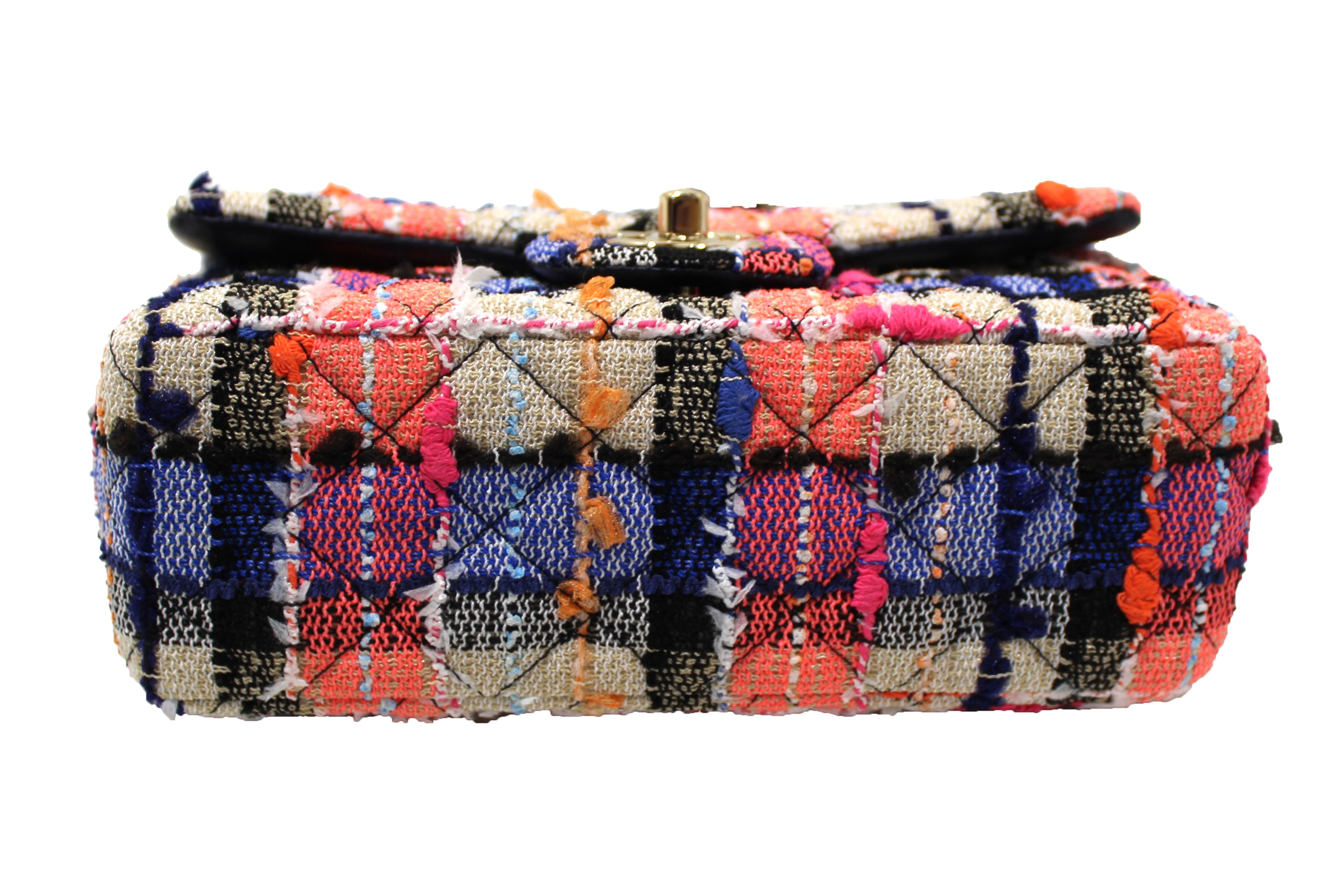 Authentic Chanel Multicolor Tweed Quilted Classic Mini Rectangular Flap Bag - Luxury Designer Crossbody Purse for Women, Perfect for Parties, Dating & Special Occasions