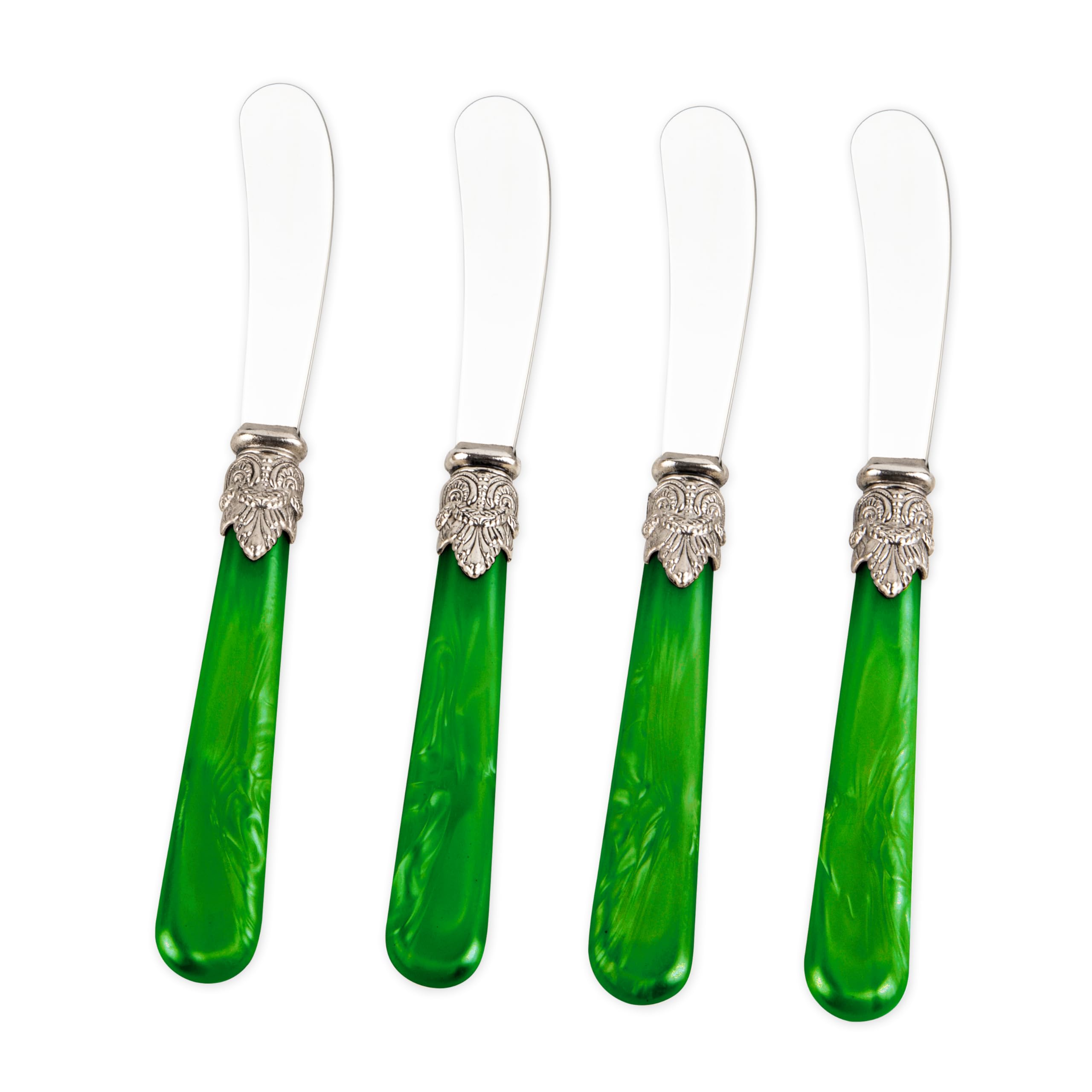 REVERIE 4-Piece Stainless Steel Butter Spreader and Cheese Knife Set - Elegant Bread Knives with Blue Handle - Perfect for Cheese Platters, Breakfast Spreads & Hostess Gifts