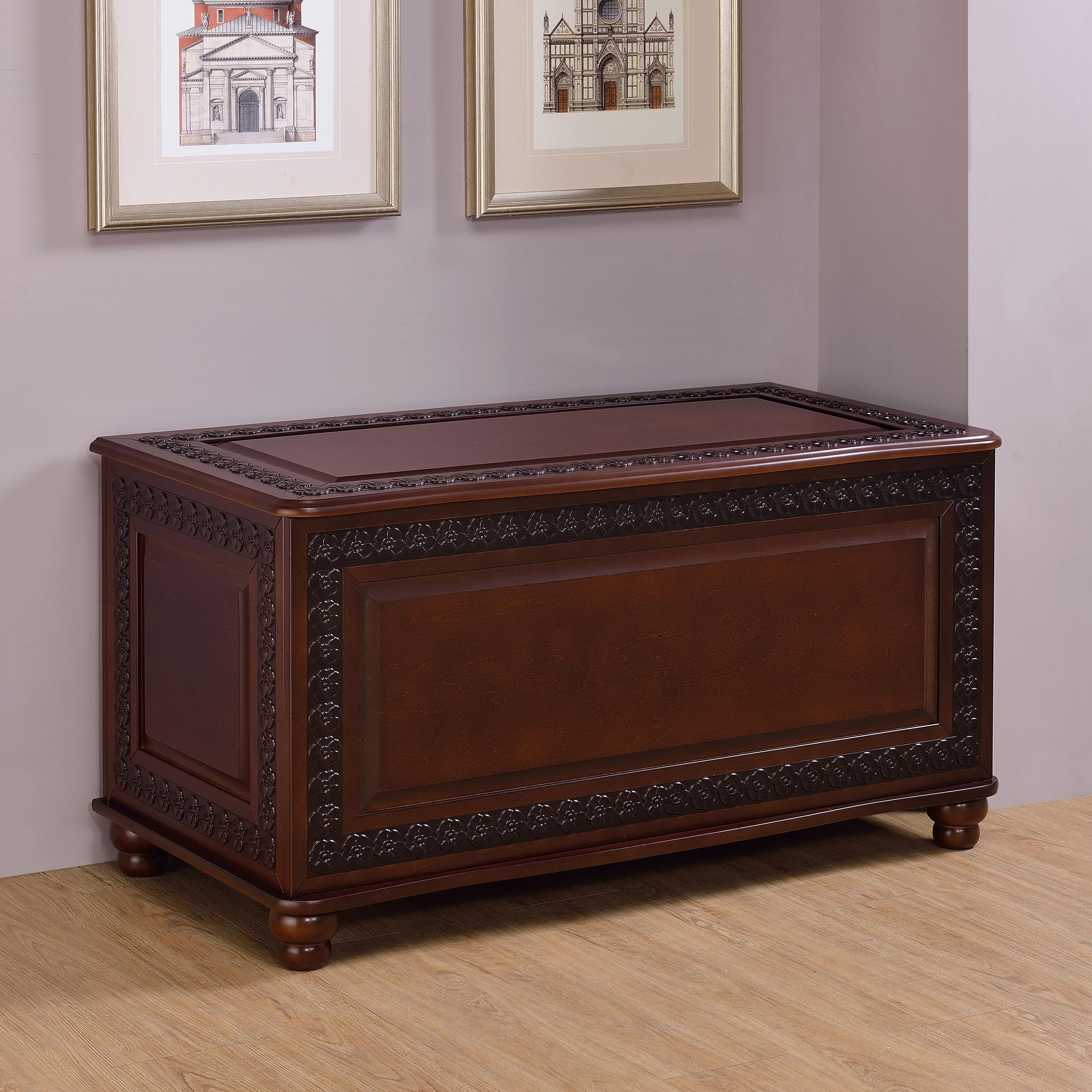 Coaster Home Furnishings Finlay Traditional 40-Inch Wood Storage Trunk - Cedar Lined Hope Chest for Bedroom, Kids Room & Nursery - Dark Tobacco Finish (900012) - Perfect for Blanket Storage, Toy Organization & Seasonal Decor