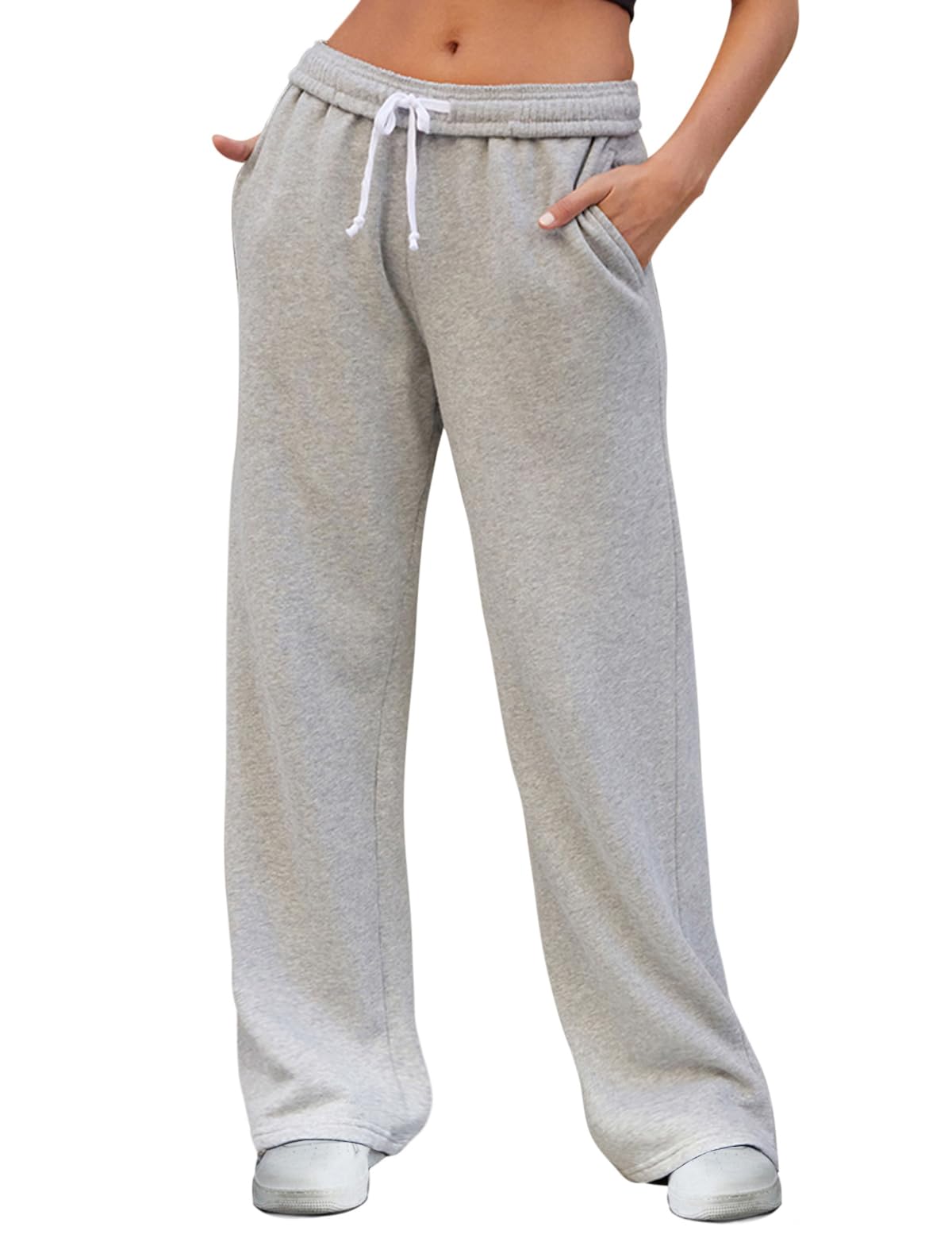 Women's High Waisted Wide Leg Sweatpants - Soft Baggy Lounge Pants with Drawstring Waist & Straight Leg Cut | Perfect for Yoga, Running Errands & Relaxing at Home