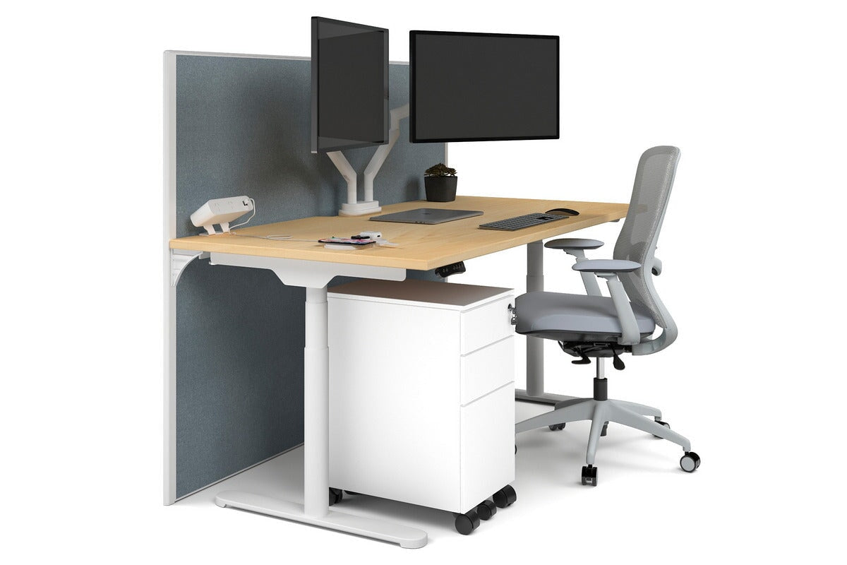 Flexi Premium Height Adjustable Single Workstation Desk - 1600L x 800W with Cable Management Scallop | Ergonomic Standing Desk for Home Office & Workspace