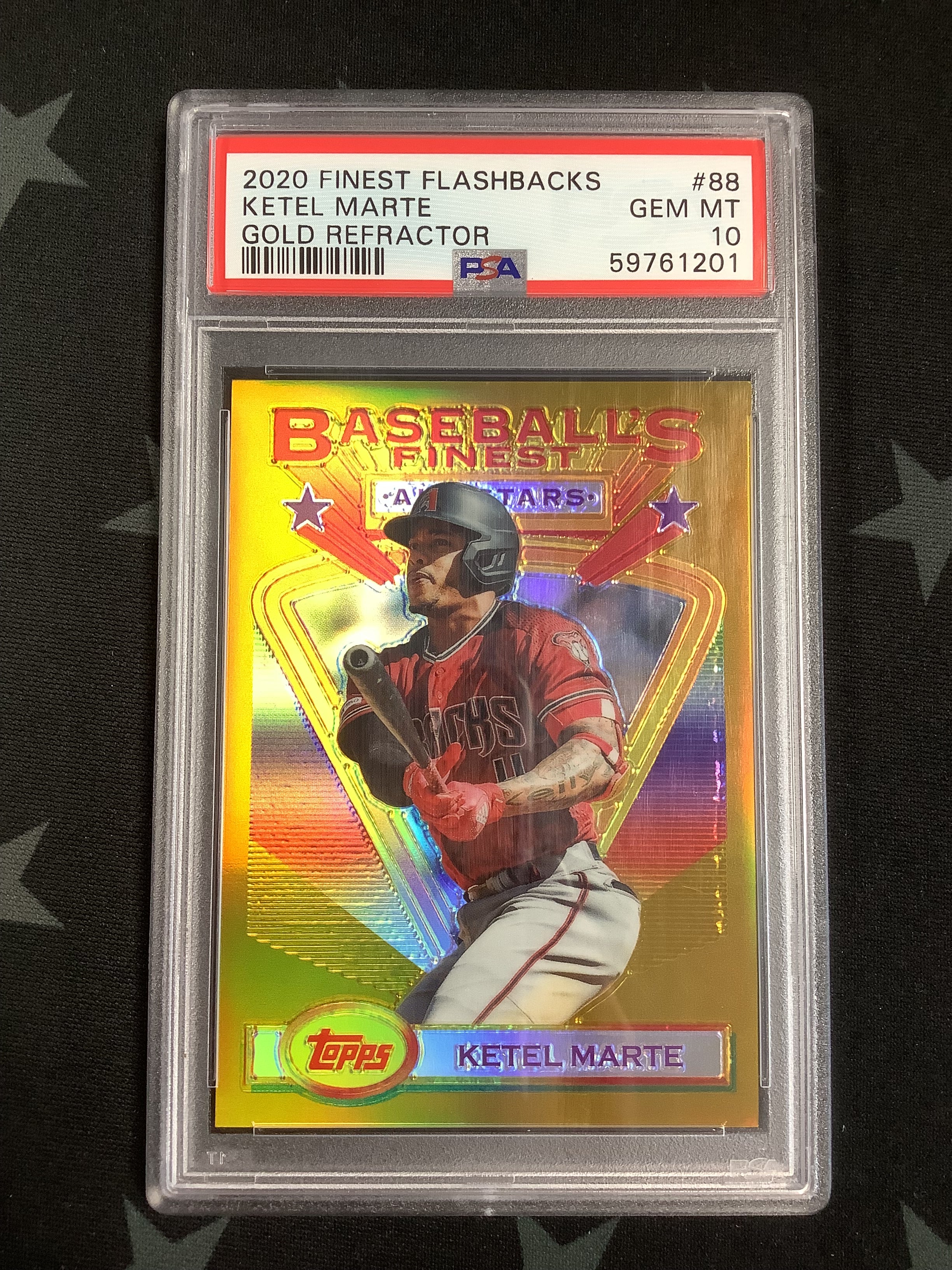 2020 Topps Finest Flashbacks Gold Refractor Ketel Marte Baseball Card - Rare Collectible for Sports Memorabilia & Trading Card Enthusiasts