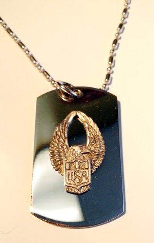 Authentic USA Winged Bald Eagle Seal Pewter Emblem - Military Dog Tag, Luggage Tag, Keychain & Necklace | Patriotic Gift for Veterans, Travel Accessories & Outdoor Enthusiasts