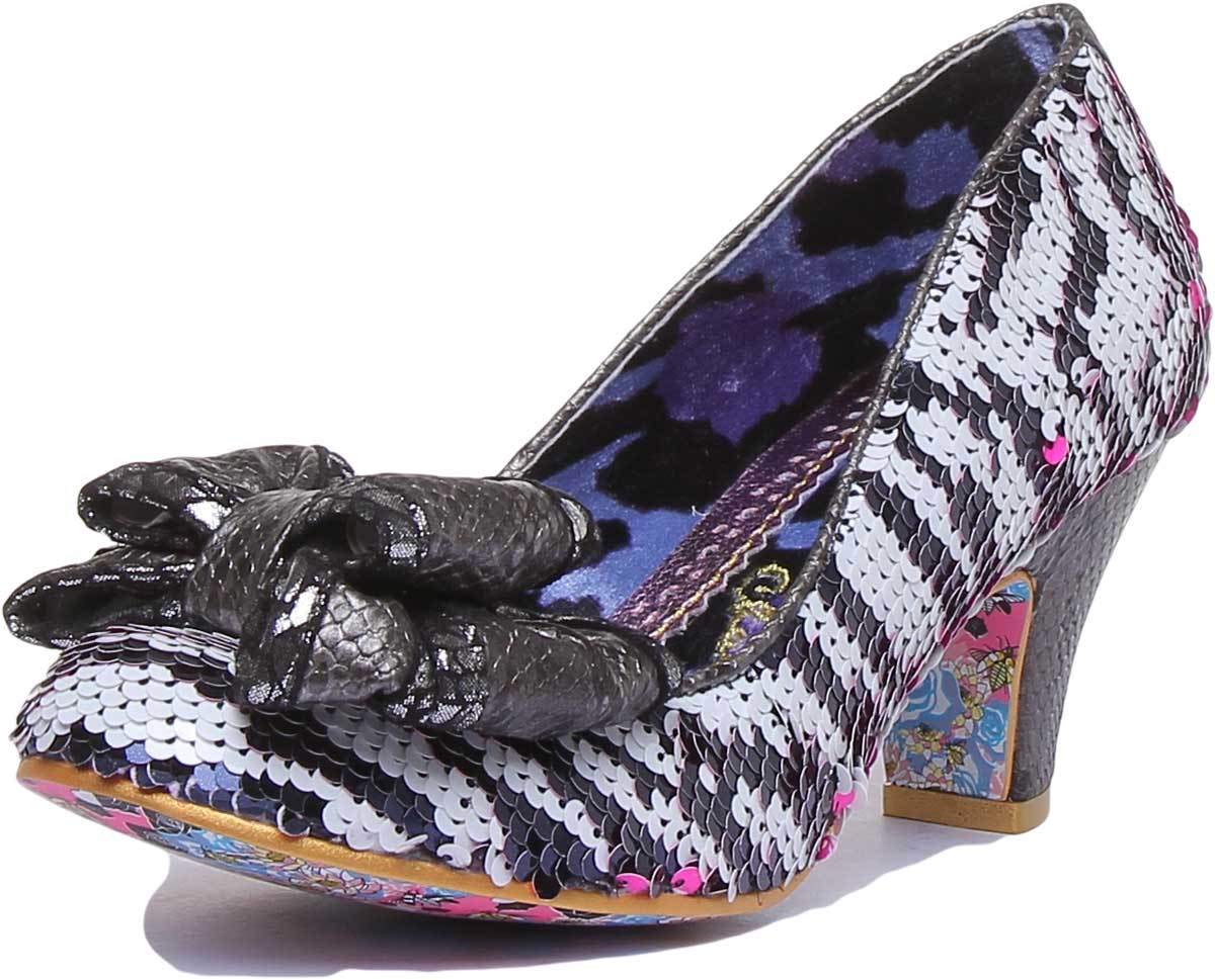 Irregular Choice Women's Banjoe Court Shoes - Stylish White & Black Heels for Women | Perfect for Weddings, Parties & Office Wear