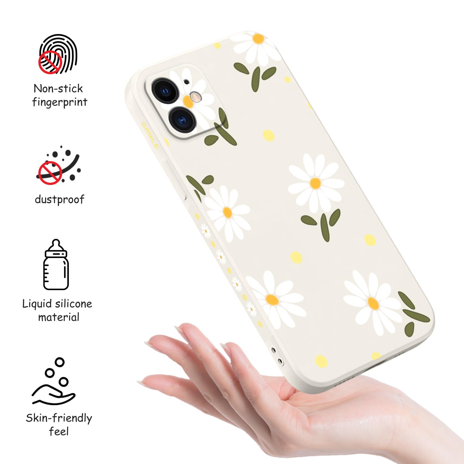 Shockproof iPhone 11 Case with Creative Chrysanthemum Design - Slim Soft Protective Phone Cover for iPhone 11 (Daisy White) | Perfect for Everyday Use, Travel & Outdoor Activities