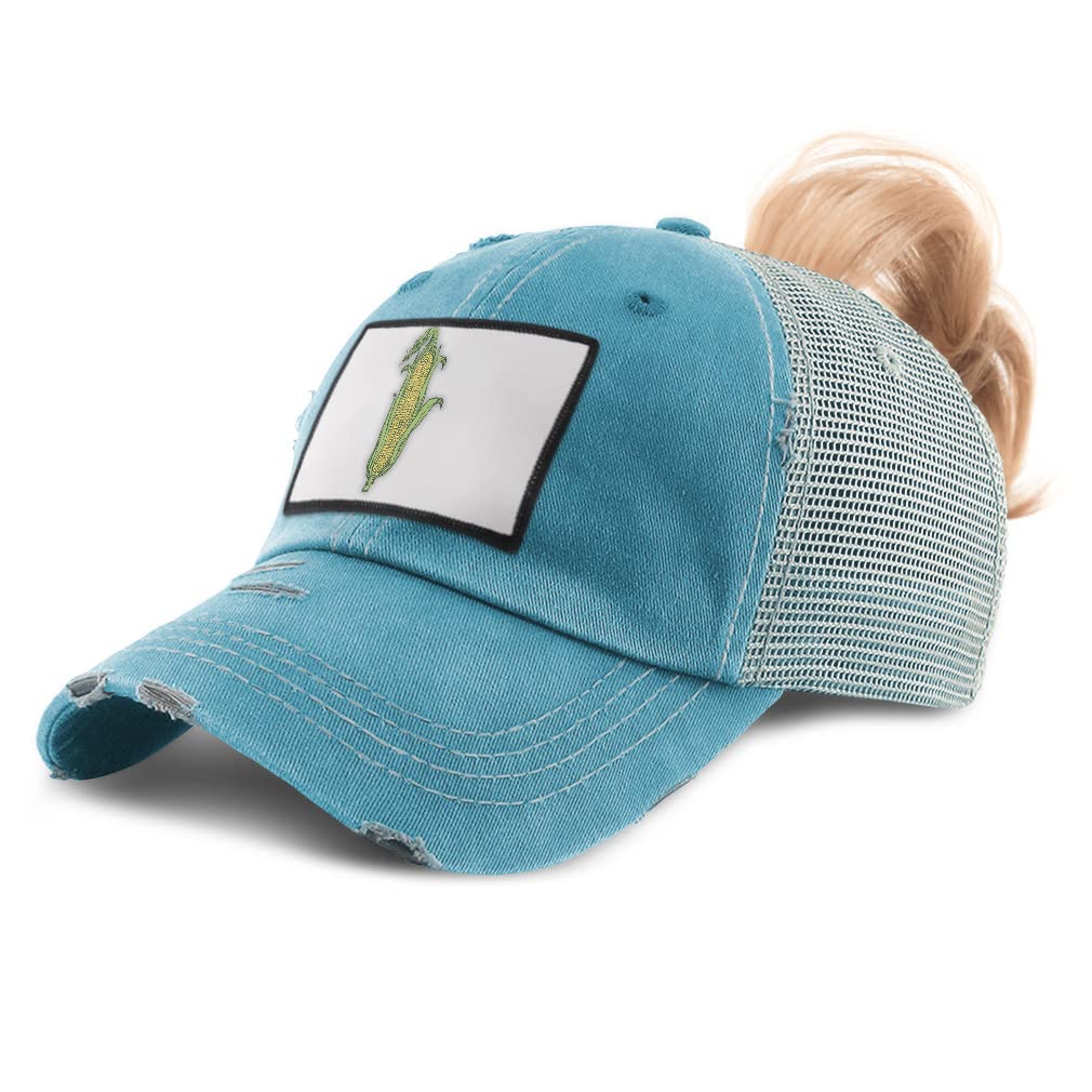 Speedy Pros Women's High Ponytail Baseball Cap with Corn Fruit & Vegetable Print - Perfect for Farmers Markets, Gardening, and Outdoor Activities