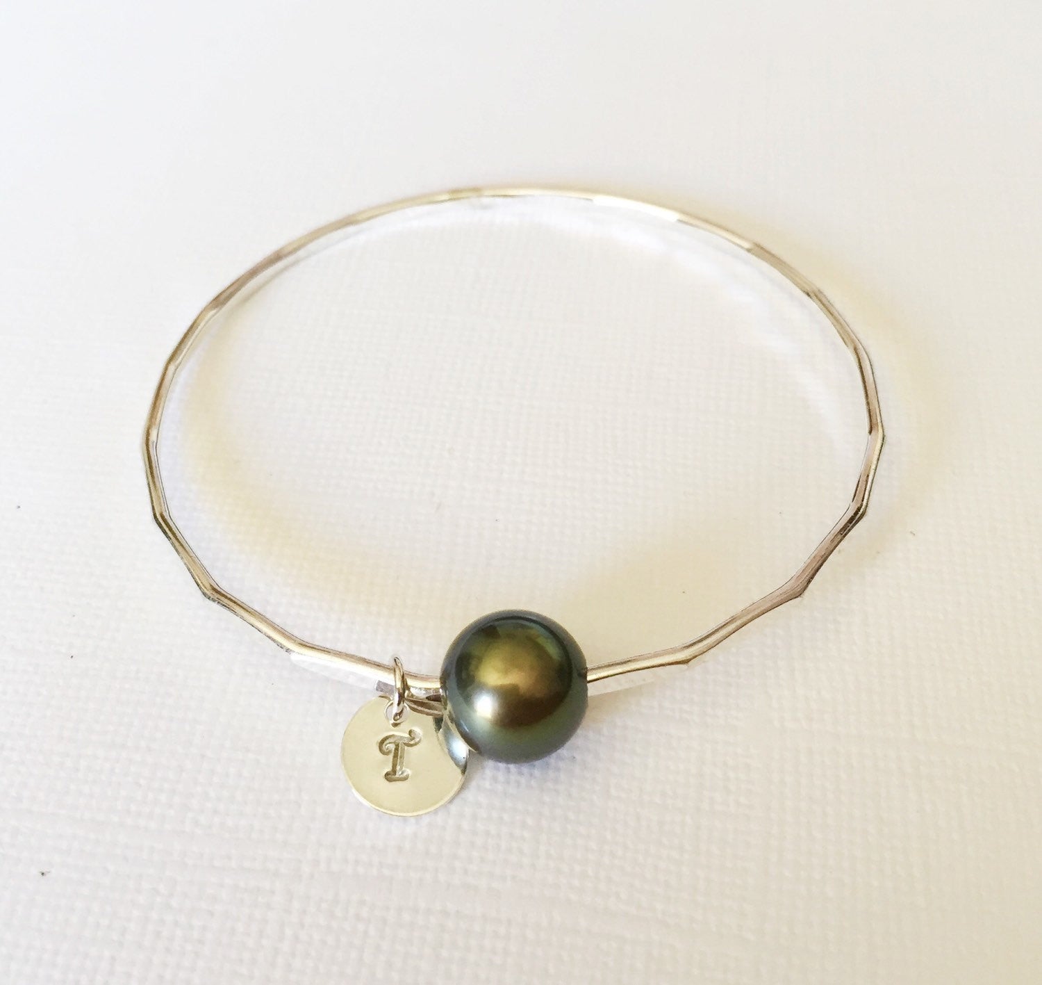 Elegant Tahitian Pearl Bangle Bracelet (B142) - Perfect for Weddings, Parties & Special Occasions