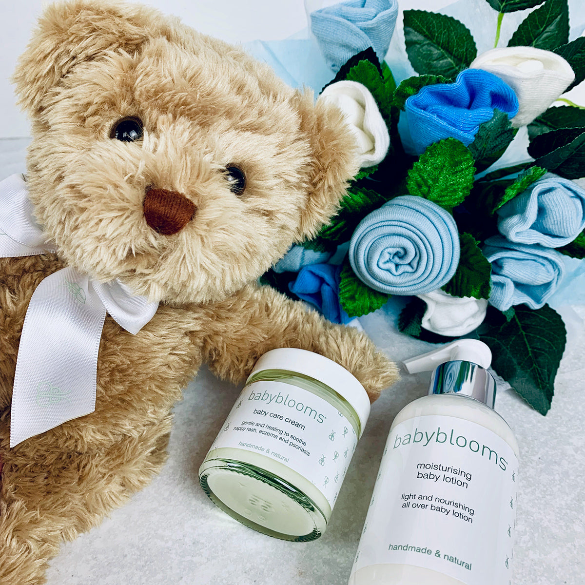 Bertie Bear Welcome Baby Hamper Gift Set - Soft Blue Baby Shower Gift Basket with Plush Bear, Blanket & Essentials | Perfect for Newborn Gifts, Baby Showers & Hospital Welcome Gifts