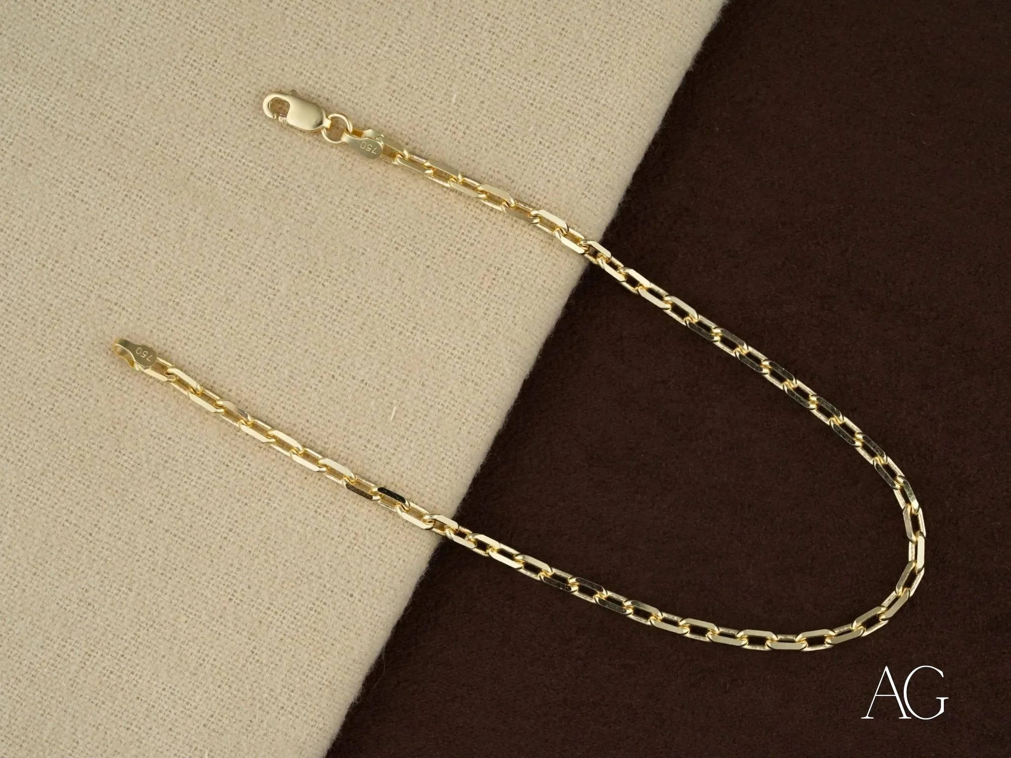 18K Solid Gold Bracelet with Diamond Cut Link Design - Elegant & Durable Jewelry for Women - Perfect for Weddings, Parties & Everyday Wear
