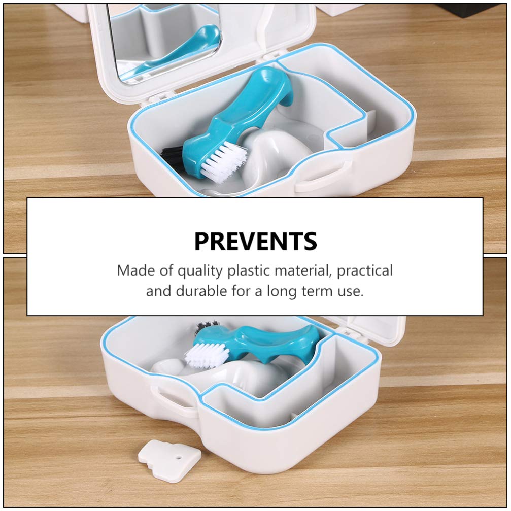 2-Pack Denture Storage Box with Cleaning Kit - Travel Organizer for Dentures, Brushes & Cups - Bathroom Storage Case for Denture Care & Hygiene