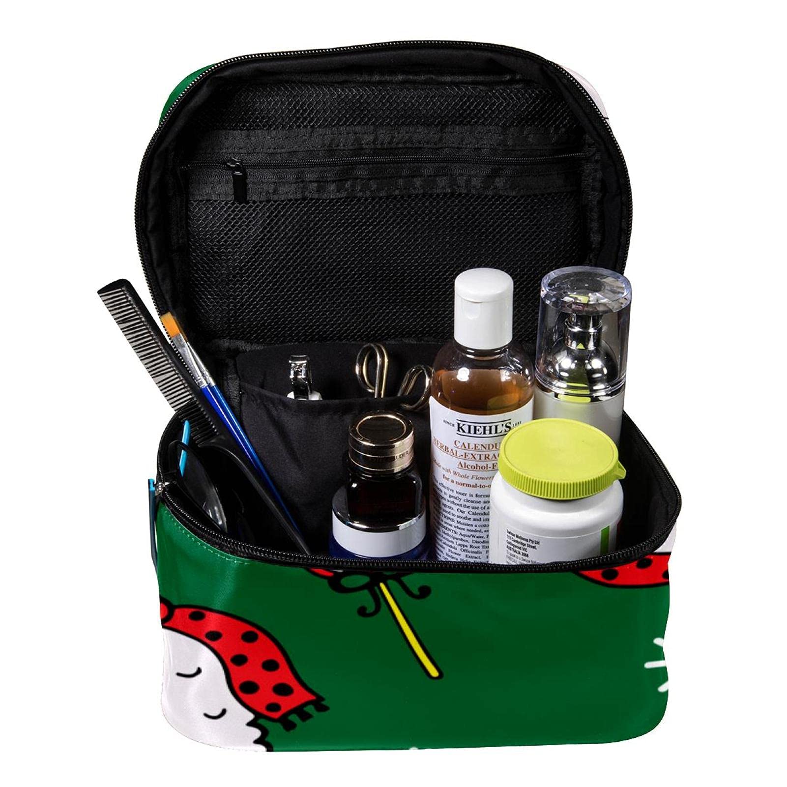 Christmas Llama Pattern Travel Makeup Bag - Large Waterproof Cosmetic Organizer with Zipper for Women & Girls - Perfect for Holiday Gifts, Vacation Trips & Daily Beauty Storage