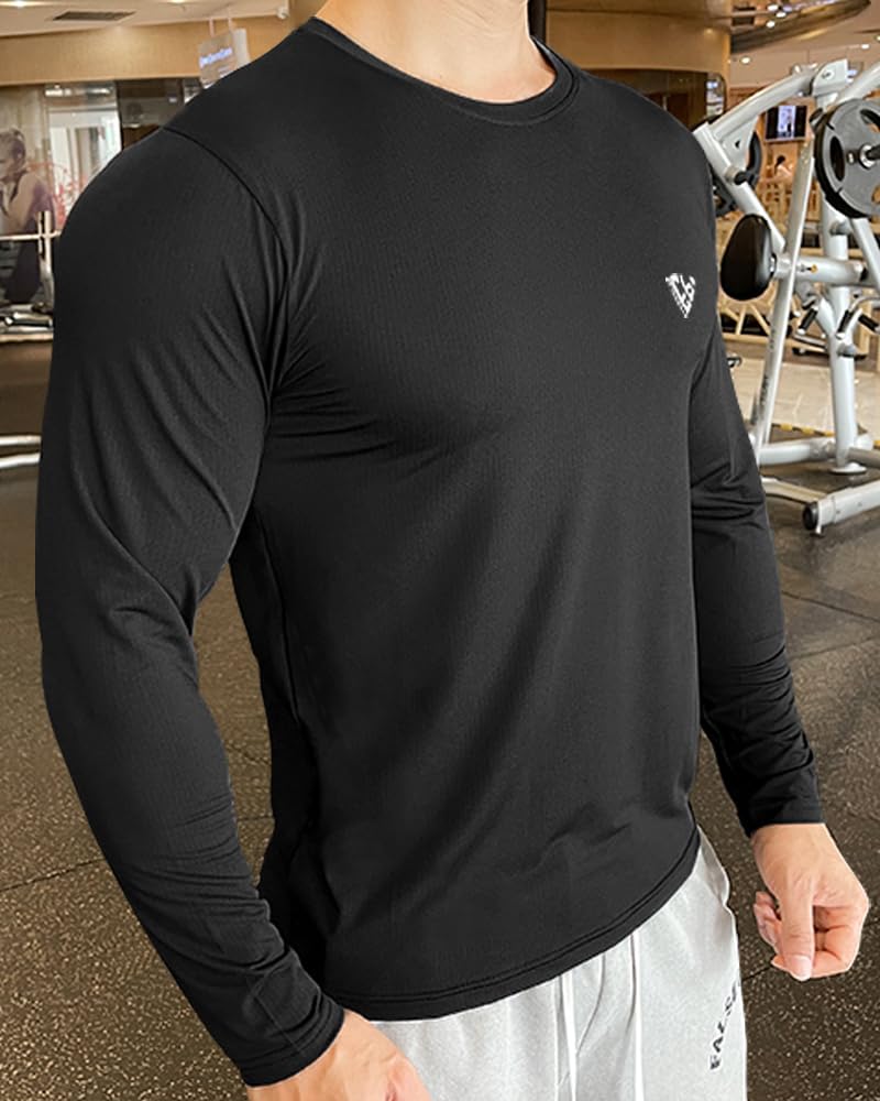 EYEBOGLER Men's Round Neck Full Sleeve Active T-Shirt | Breathable Regular Fit Cotton Tee for Gym, Running & Casual Wear