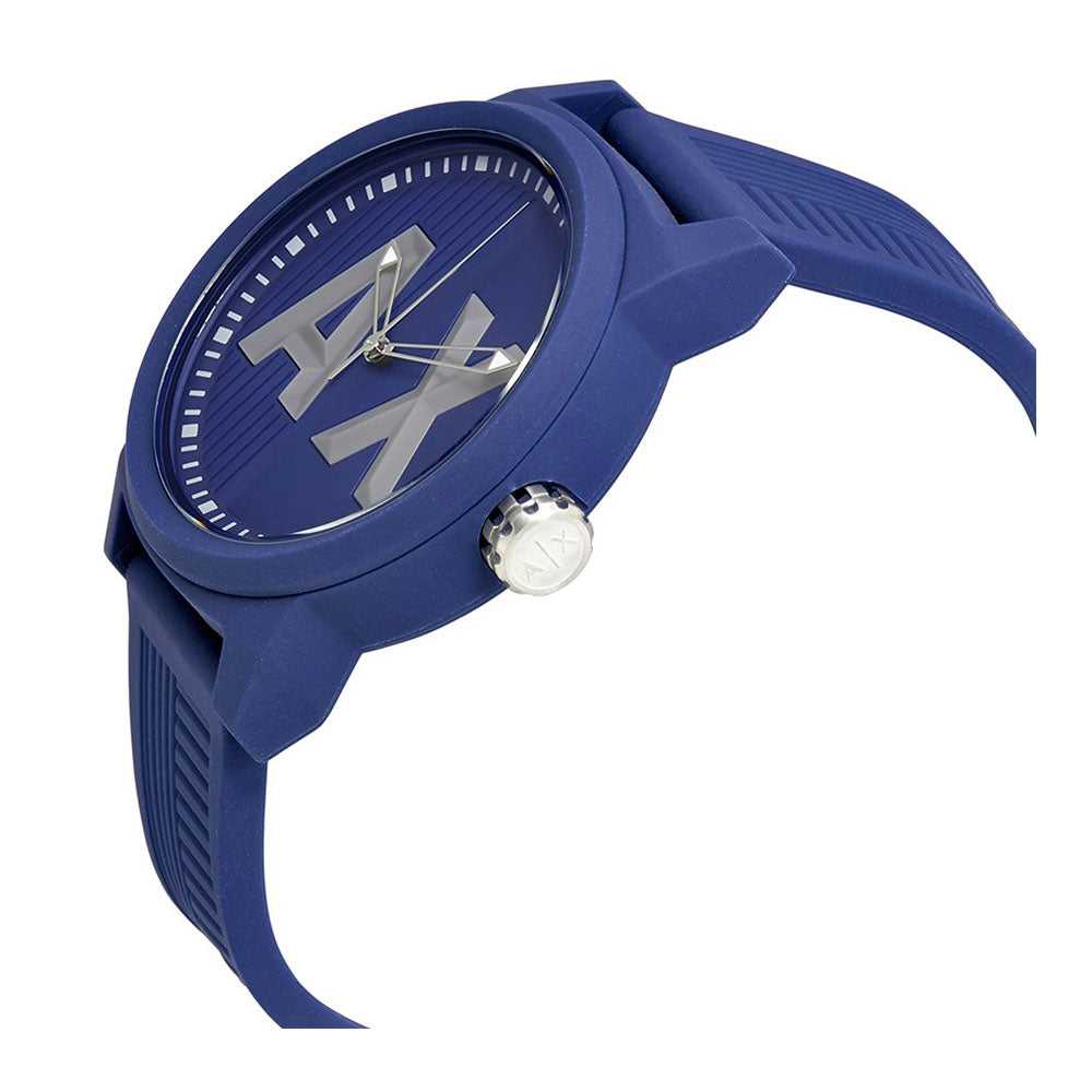 ARMANI EXCHANGE AX1454 Men's Blue Silicone Strap Analog Quartz Watch - Stylish Casual & Business Wear for Everyday Use