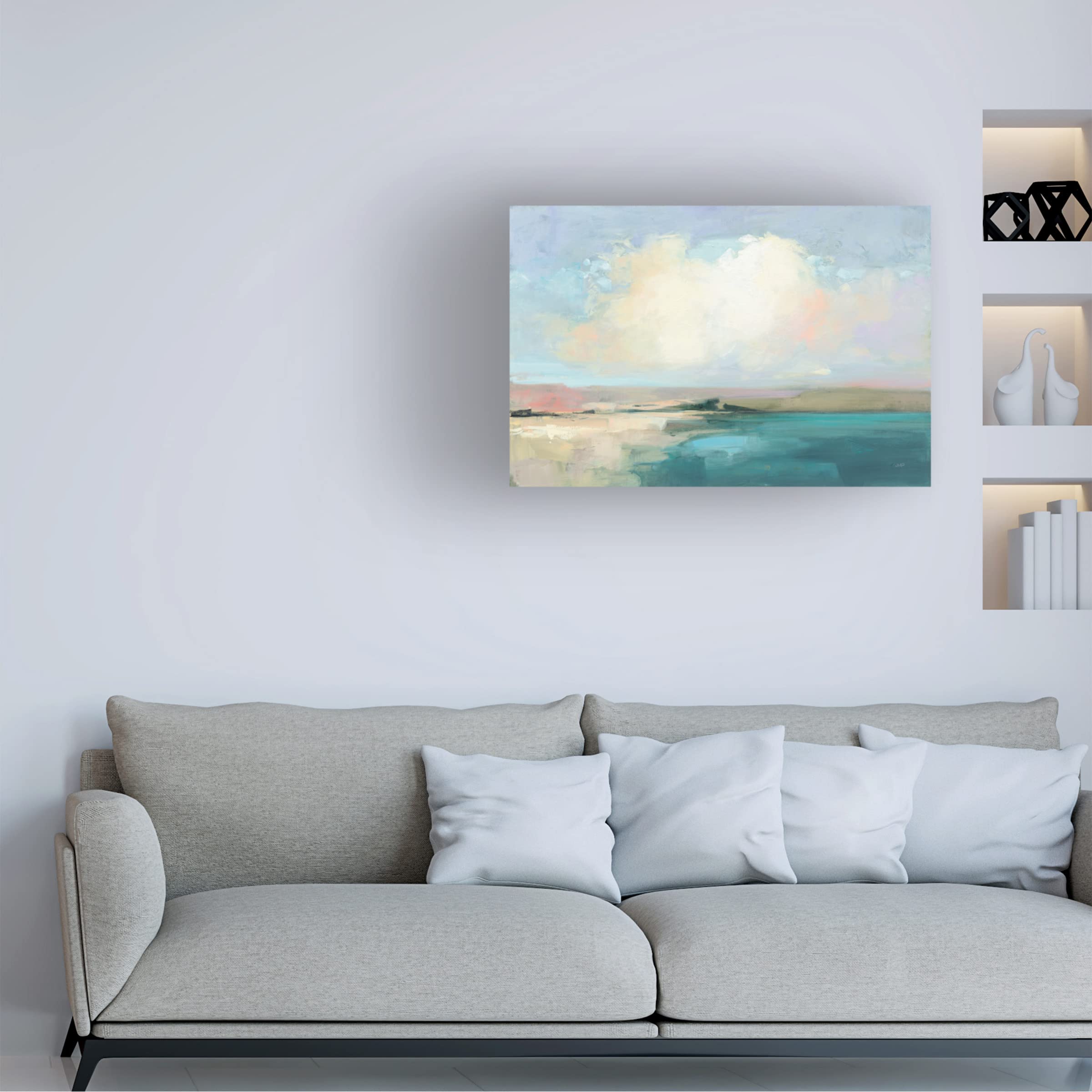 Julia Purinton 'Coastal Sky' Canvas Wall Art Print - Seascape Ocean Sunset Painting for Beach House Decor, Living Room & Bedroom