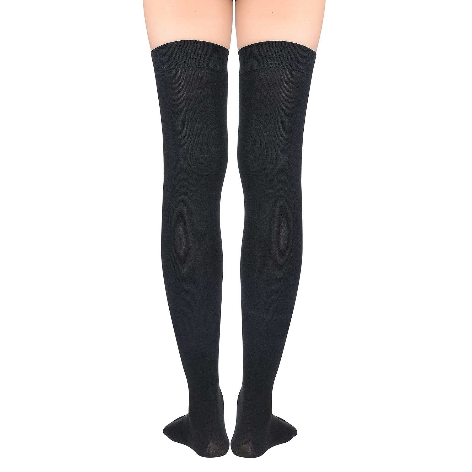 Zando Women's Cotton Thigh High Socks - Over Knee Stockings for Daily Wear & Outfits