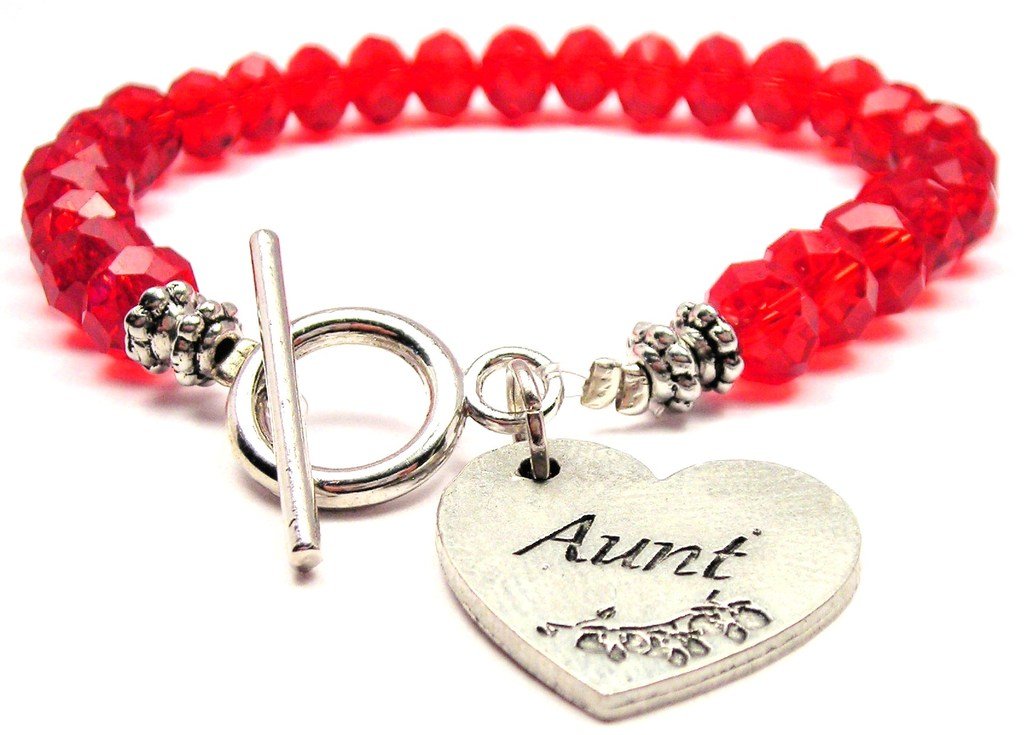 Crimson Red Aunt Crystal Toggle Bracelet | Elegant Adjustable Jewelry for Women | Perfect for Parties, Weddings & Special Occasions