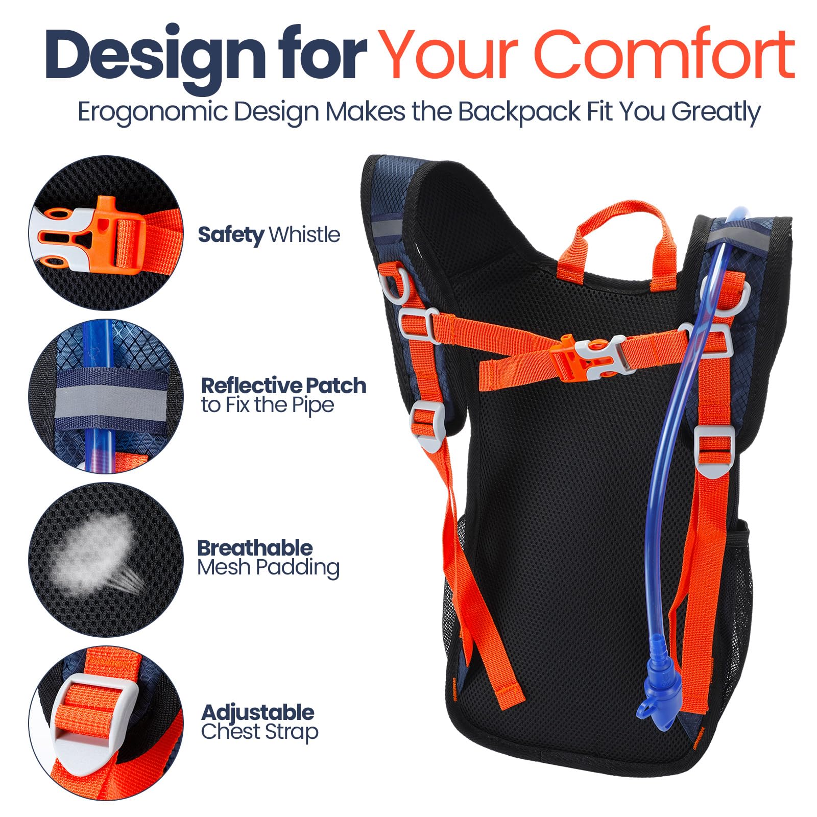 2 Pack Kids Hydration Backpack with 1.5L Leakproof Water Bladder - Lightweight Hiking Backpack for Boys & Girls - Perfect for Running, Climbing, Camping & Outdoor Adventures