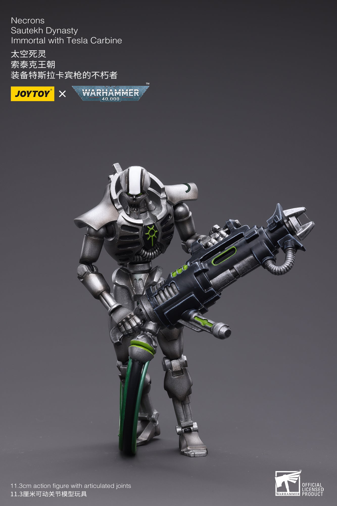 1/18 Scale JOYTOY Warhammer 40K Necrons Sautekh Dynasty Immortal Action Figure with Tesla Carbine - Collectible Miniature for Wargaming, Display & Gift Giving