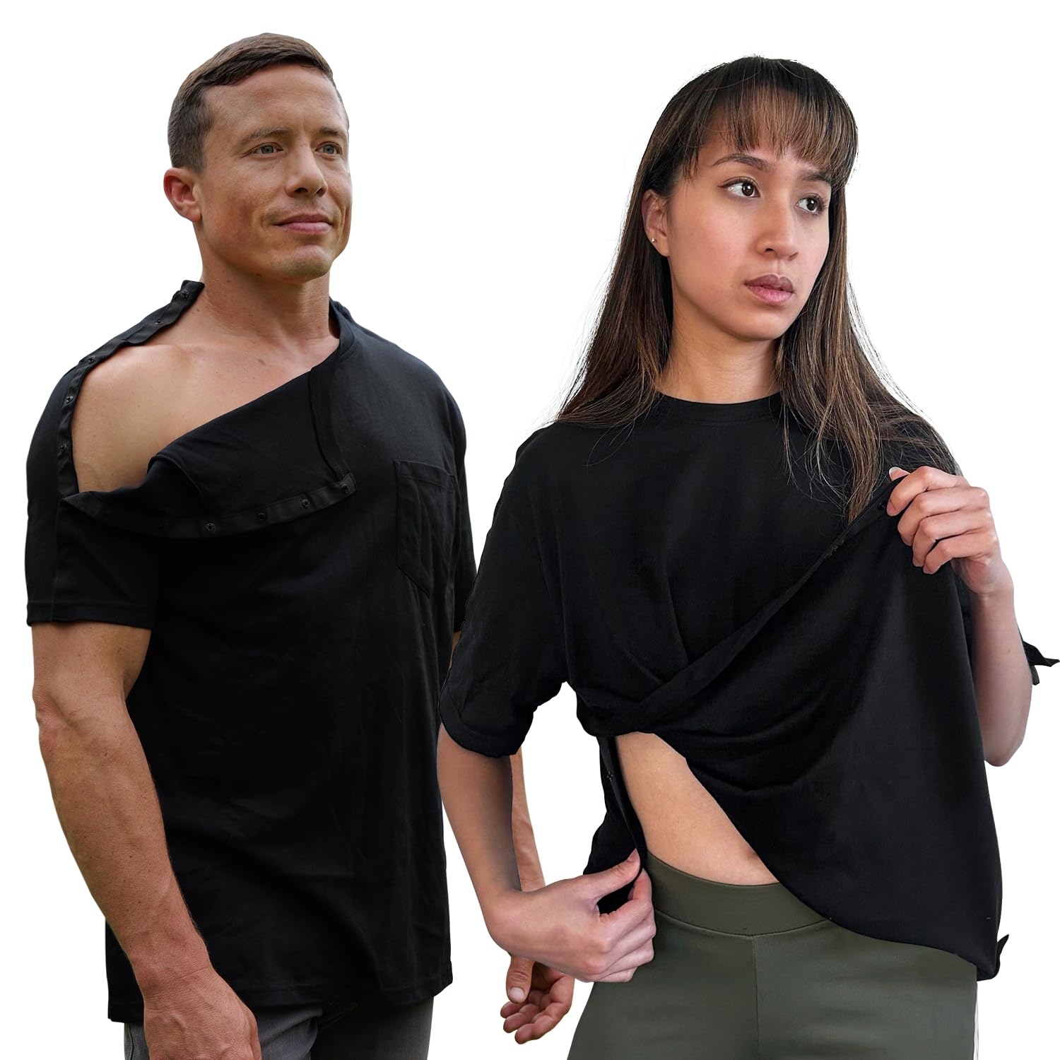 Post Shoulder Surgery Shirts for Women & Men - Full Open Snap Front Recovery Clothing for Rotator Cuff, Dialysis & Chemotherapy | Comfortable Unisex Fit | Ideal for Medical Procedures & Daily Wear
