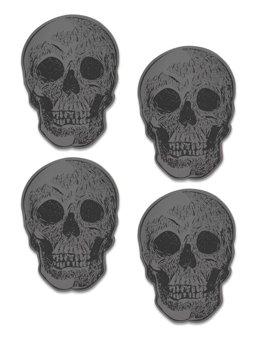 Unique Set of 4 Gothic Skull Coasters - Absorbent Drink Pads for Halloween Parties, Home Bar Decor & Gothic Themed Events