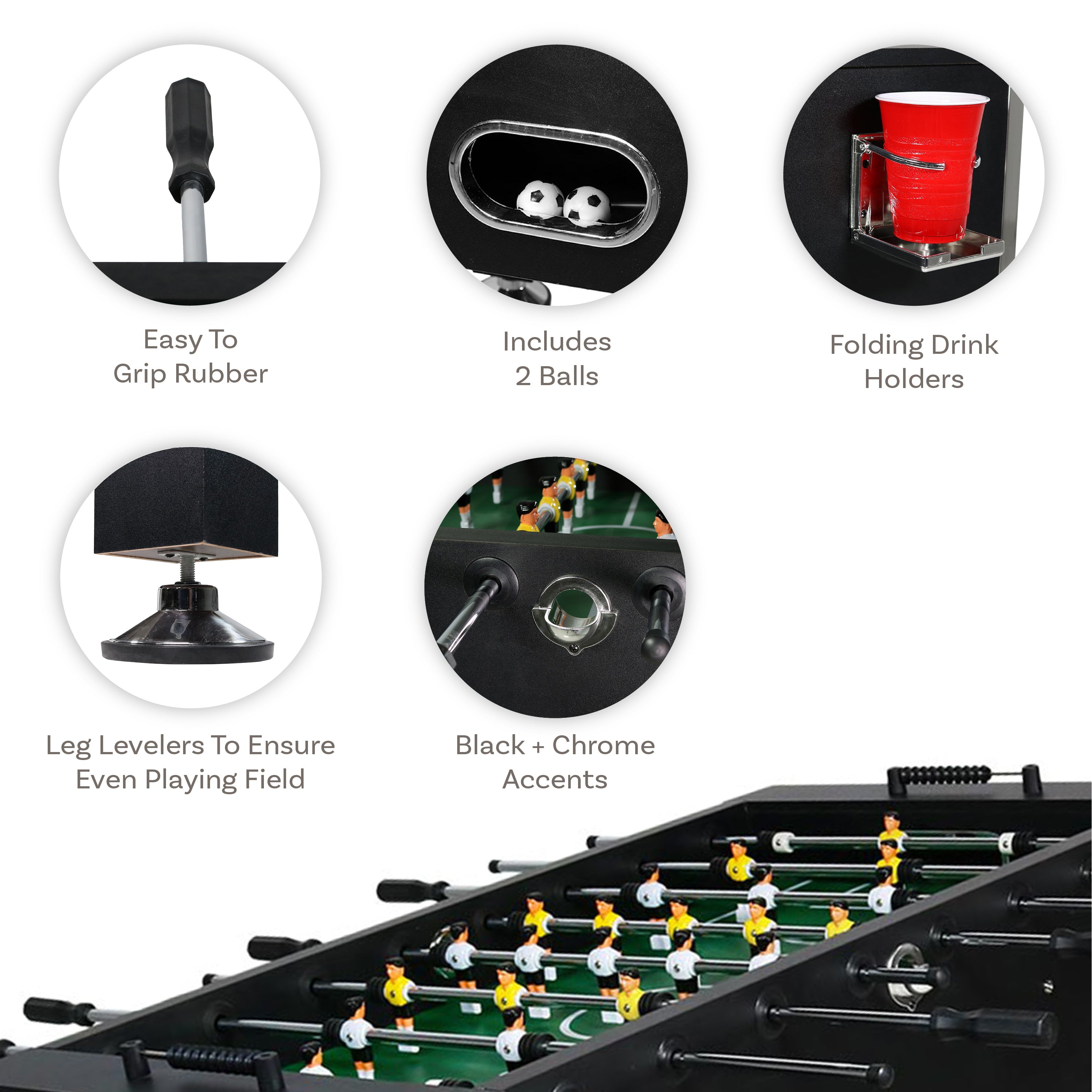 Sunnydaze 55-Inch Premium Foosball Table with 4 Drink Holders - Perfect for Game Rooms, Basements, and Family Entertainment