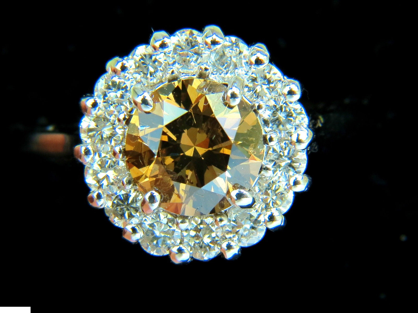 2.01CT Natural Fancy Orange Brown Diamond Cluster Halo Ring - G/VS Full Cuts - Elegant Engagement, Wedding & Anniversary Jewelry Gift