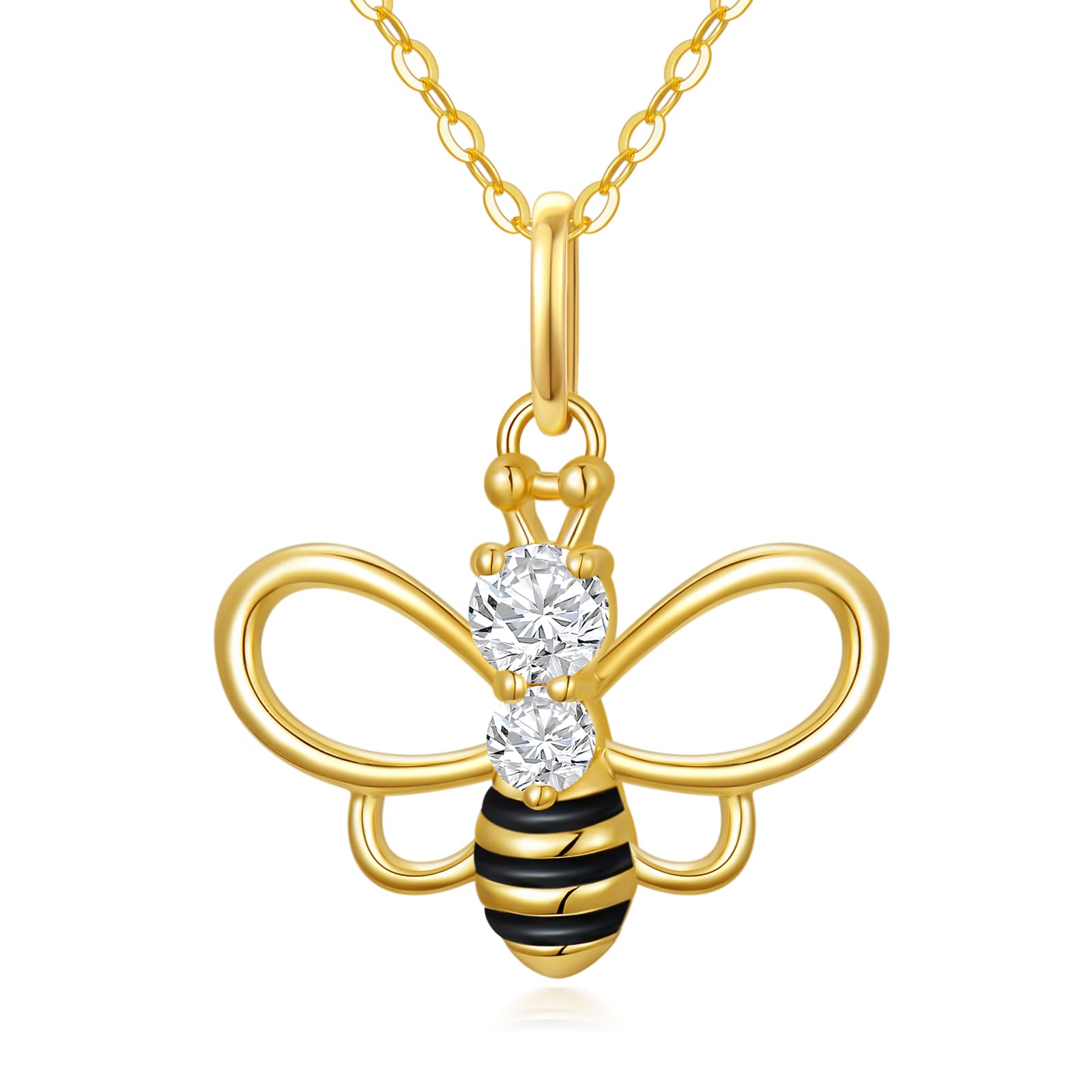 14K Real Gold Owl Hummingbird Dragonfly Bee Pendant Necklace for Women - Elegant Insect Jewelry Gift for Wife, Mother's Day, Valentine's Day - Perfect for Everyday Wear, Date Nights & Special Occasions