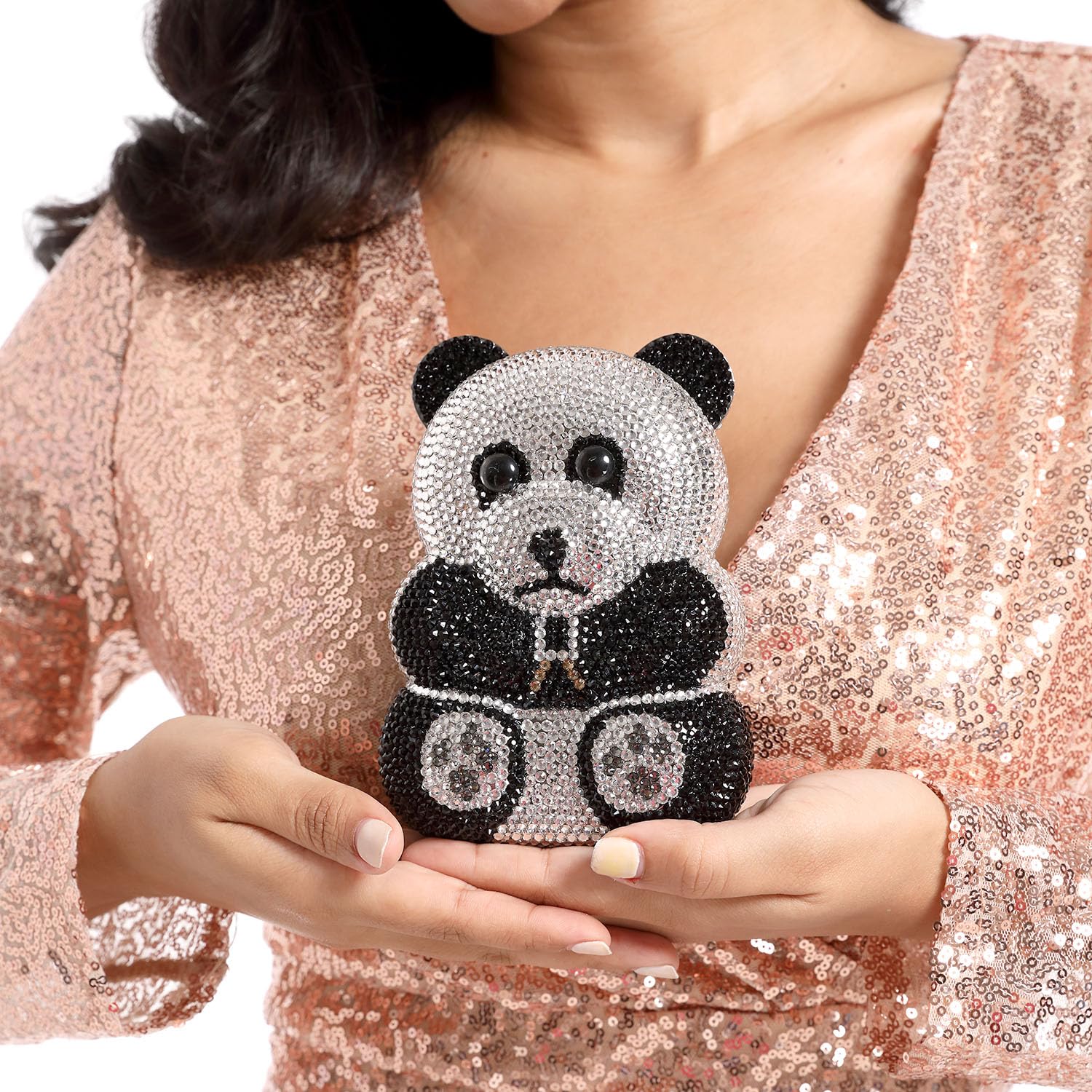 FGG Bear Elegant Evening Bags & Crystal Clutches for Women - Rhinestone Party Handbag, Mini Purse for Formal Events, Weddings & Night Out