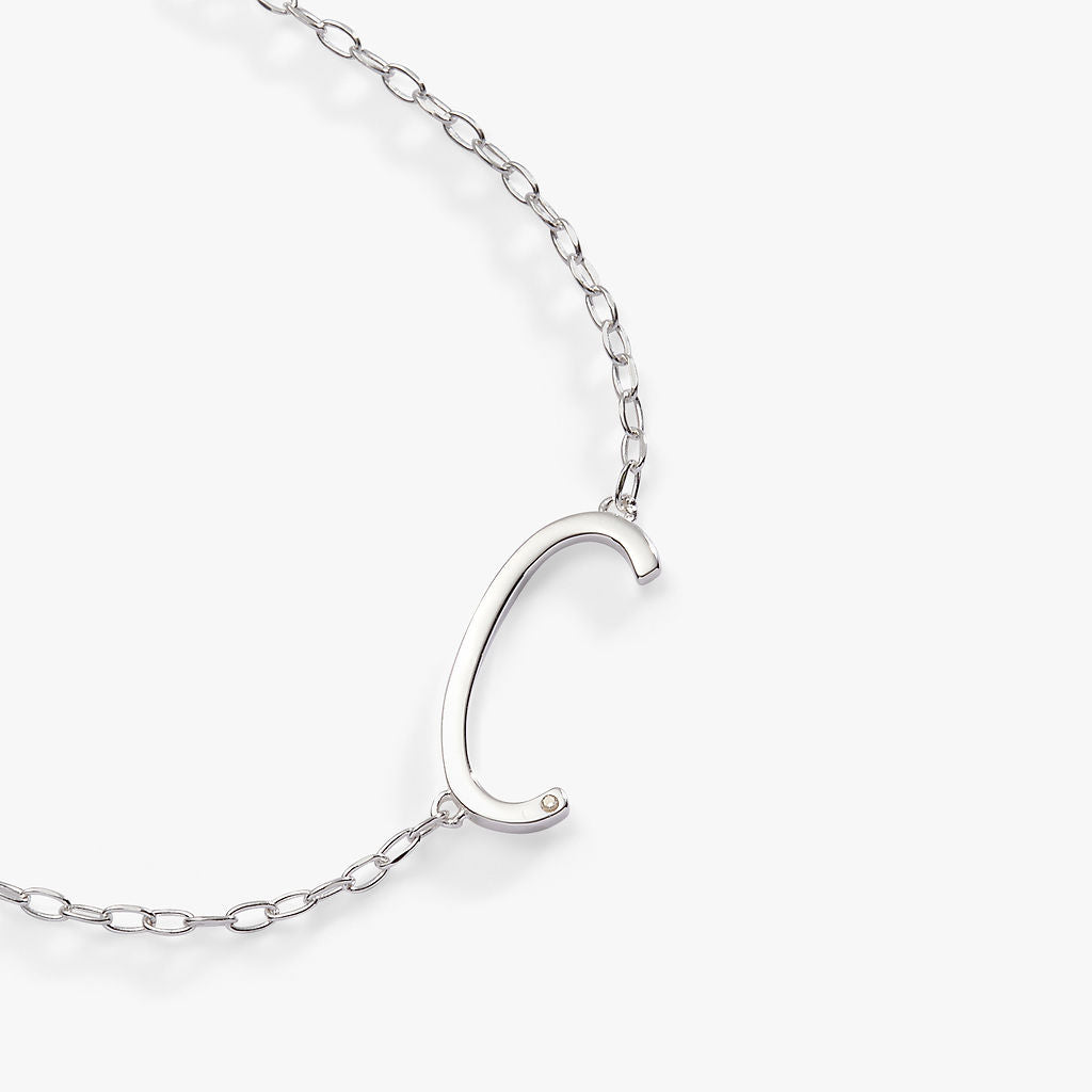 Initial C Precious Elongated Necklace - Elegant Gold Letter Pendant for Women | Perfect for Valentine's Day, Anniversary Gifts & Everyday Wear