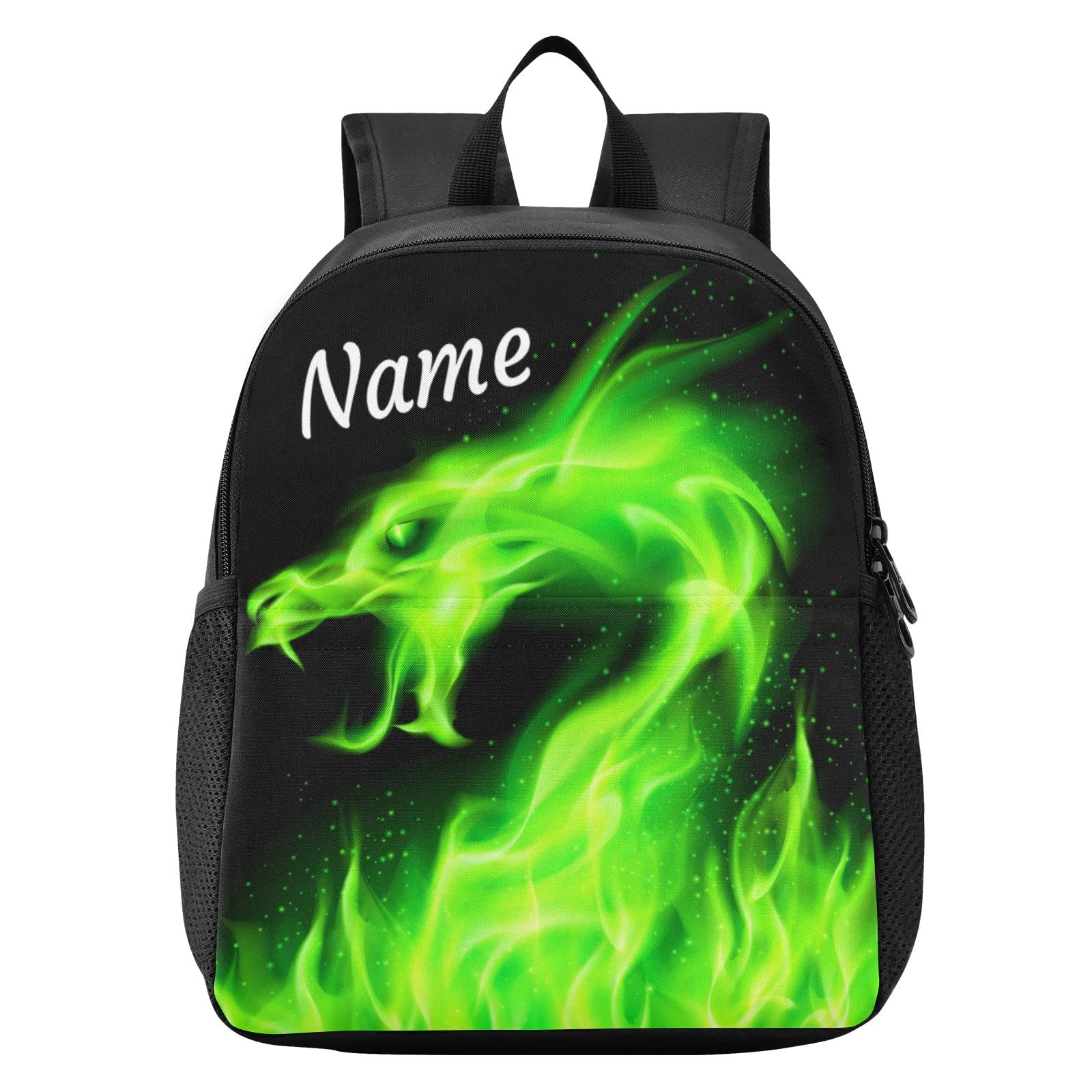 Dragon-Themed Kids Backpack for School - Green Fire Design, Durable Bookbag for Elementary Students (Boys & Girls) - Perfect for Daily Use, Travel & Outdoor Adventures