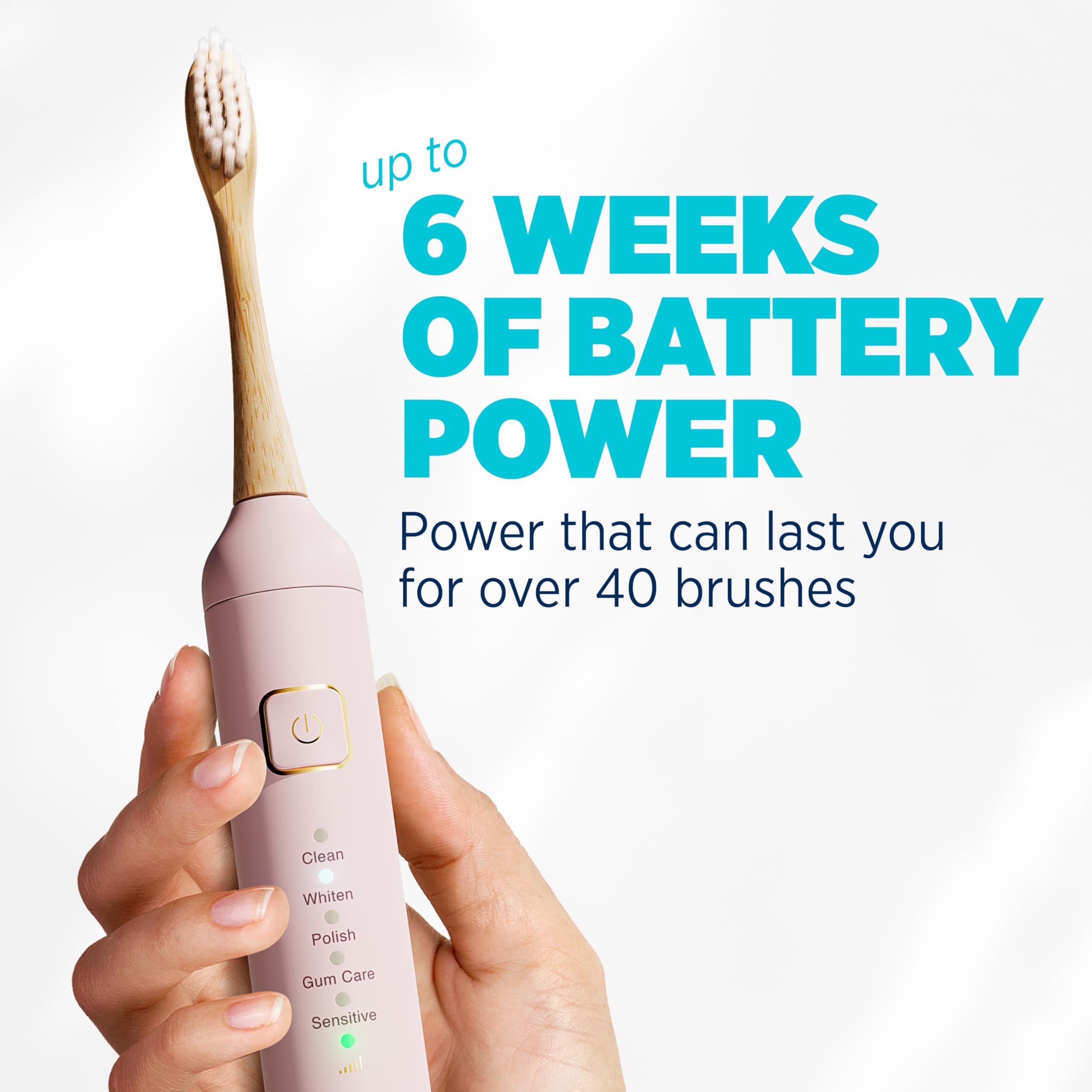 Lumineux Sonic Bamboo Electric Toothbrush for Adults - Teeth Whitening with 2 Soft Bristle Replaceable Heads, Charging Station & USB Cord - Rechargeable Bloom Pink Toothbrush for Home & Travel Use