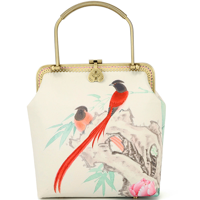 Floral Chain Shoulder Crossbody Top Handle Handbag for Women - Elegant Purse for Parties, Weddings & Everyday Use