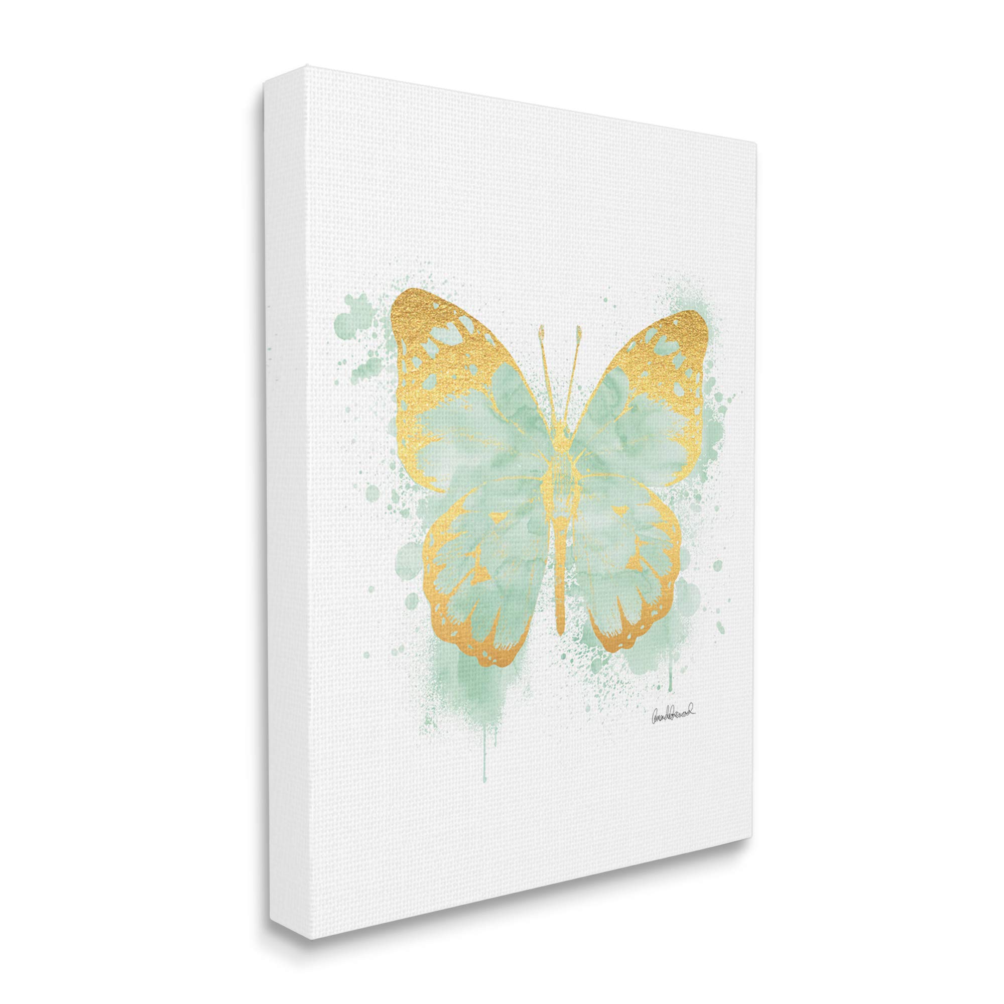 Stupell Industries Seafoam Green Butterfly Watercolor Paint Splatter Wall Art - 36