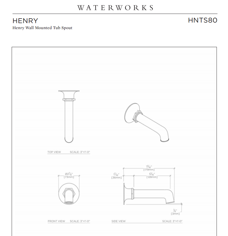 Henry Wall Mounted Tub Spout in Chrome - Durable Bathroom Faucet for Shower & Bathtub - Perfect for Modern Home Renovation & Spa-Like Bathing Experience