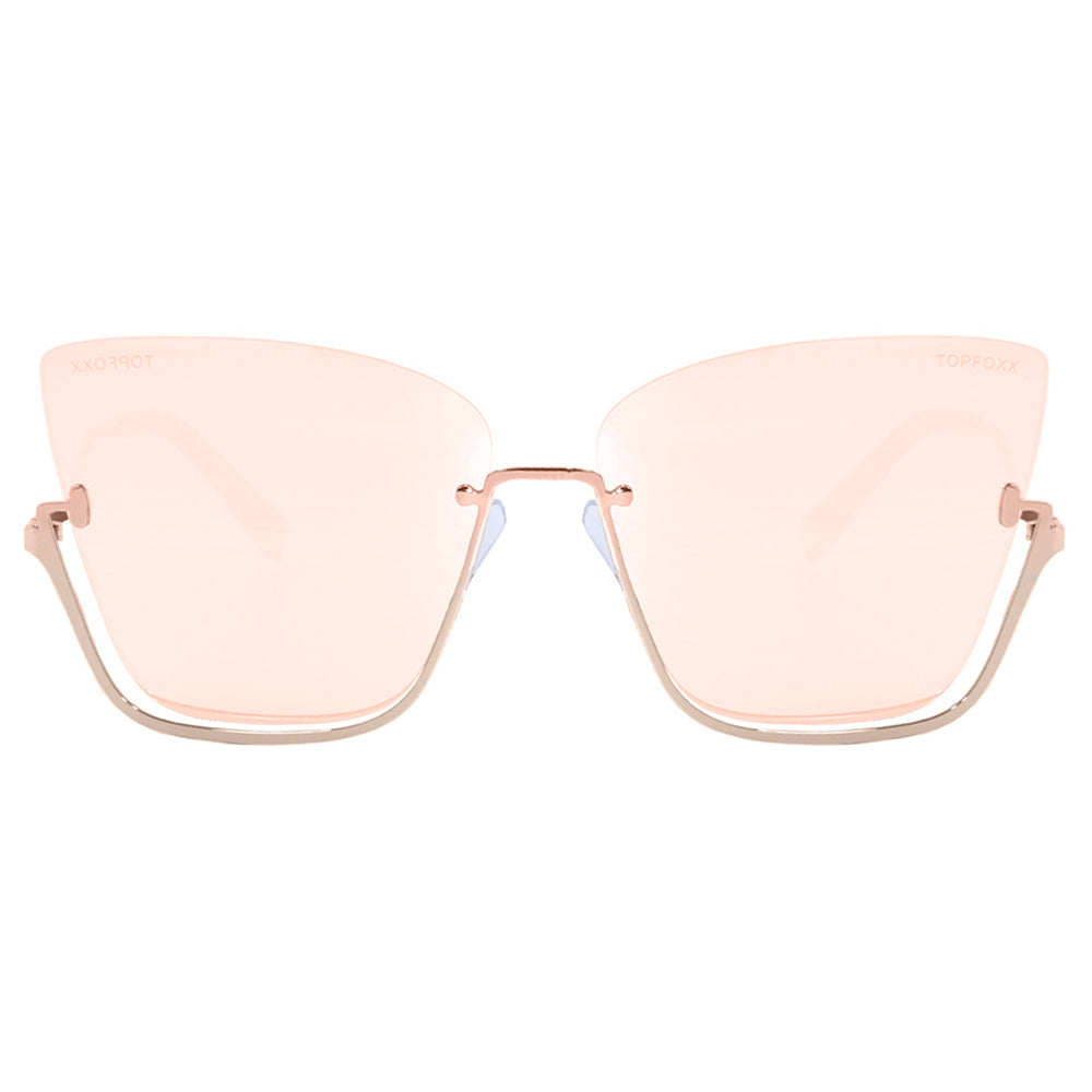Vixen Rose Gold Frame & Lens Metal Cat Eye Sunglasses for Women - Stylish UV Protection Shades for Beach, Driving & Outdoor Fashion