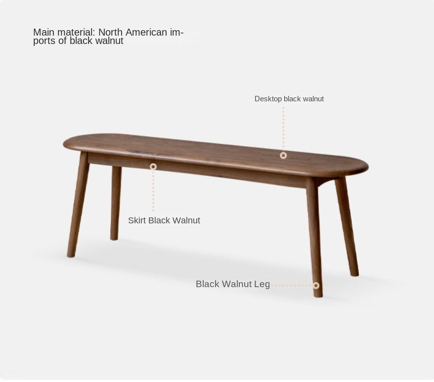 Solid Oak & Black Walnut Nordic Style Long Bench - Handcrafted Wooden Entryway, Dining, or Bedroom Bench for Home Decor