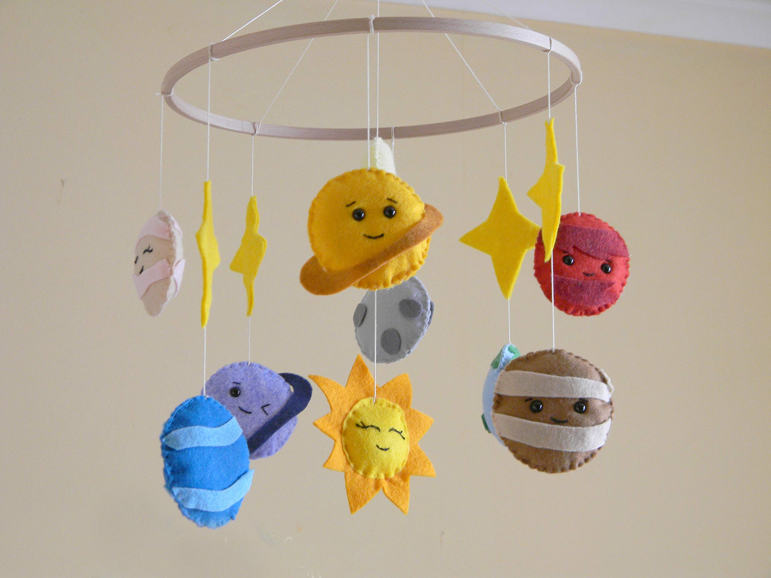Solar System Baby Crib Mobile - Space Themed Nursery Decor with Planets - Handmade Felt Mobile for Boys & Girls - Perfect for Newborns, Baby Showers & Space-Themed Nurseries