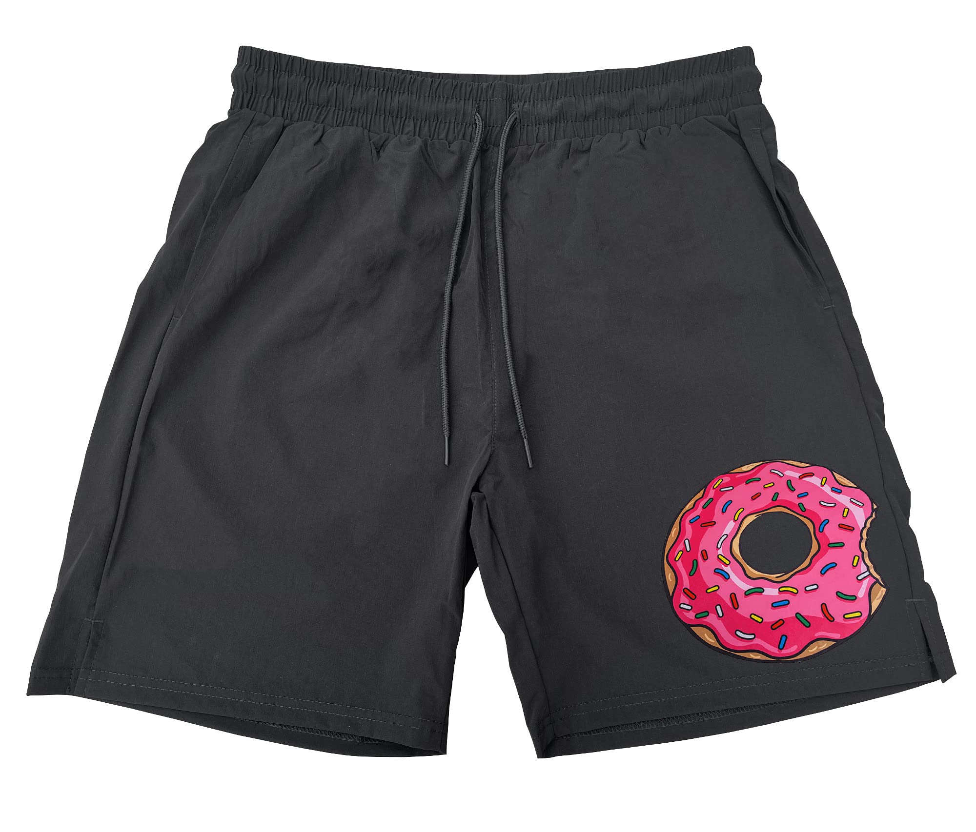 Koyotee Men's Athletic Running Shorts - Breathable Nylon Workout Shorts with Donut Print for Gym, Jogging & Casual Wear