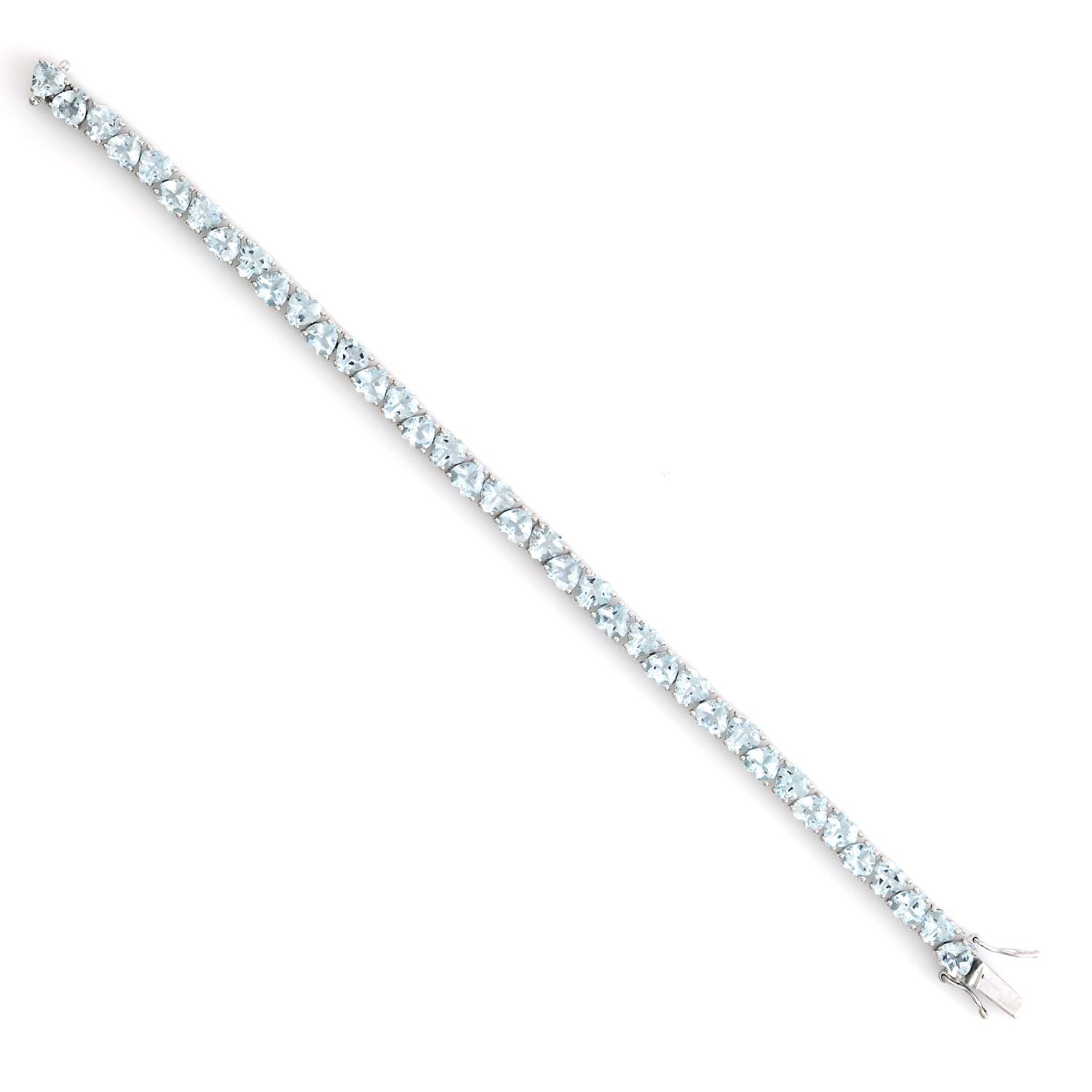 18K White Gold Aquamarine Heart-Shaped Gemstone Delicate Bracelet - Perfect Gift for Valentine's Day, Anniversary & Special Occasions