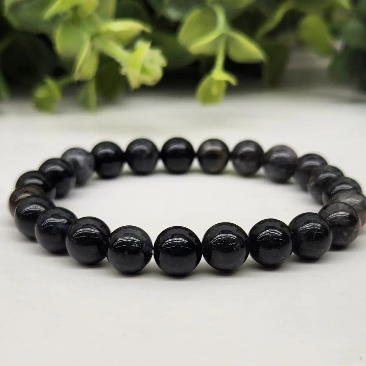 Iolite Stretch Smooth Bead Bracelet for Women - Adjustable Healing Crystal Jewelry for Meditation, Yoga & Positive Energy