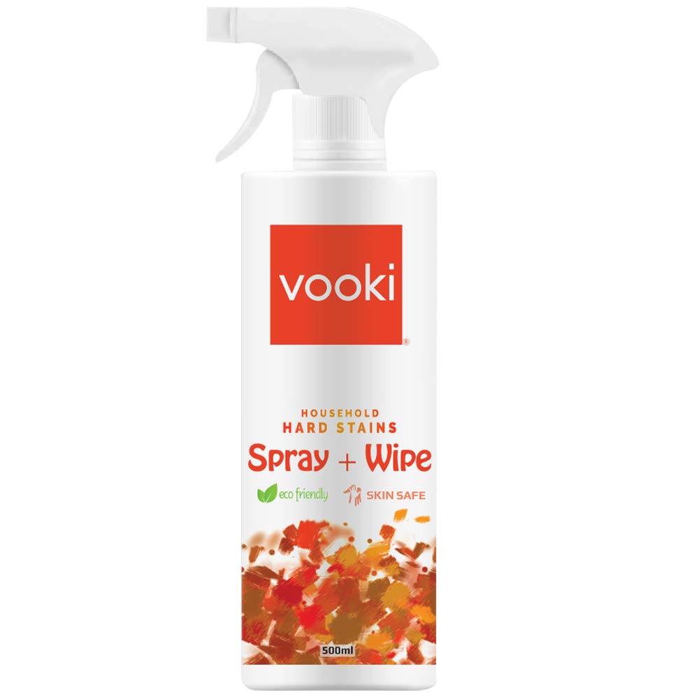 Vooki Eco-Friendly Heavy Duty All Purpose Stain Remover - 500ml Hard Surface Cleaner for Kitchen, Stove, Oil, Grease, Sink, Countertop, Tiles, Walls & Chimney - Non-Toxic Degreaser Spray for Home & Commercial Use - Perfect for Deep Cleaning & Maintenance
