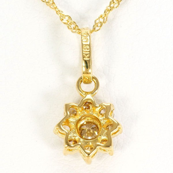 18K Yellow Gold Brown Diamond Pendant Necklace - 0.20ct Natural Diamond Jewelry - 16 Inch (40cm) Chain - Elegant Gift for Women, Anniversary & Special Occasions