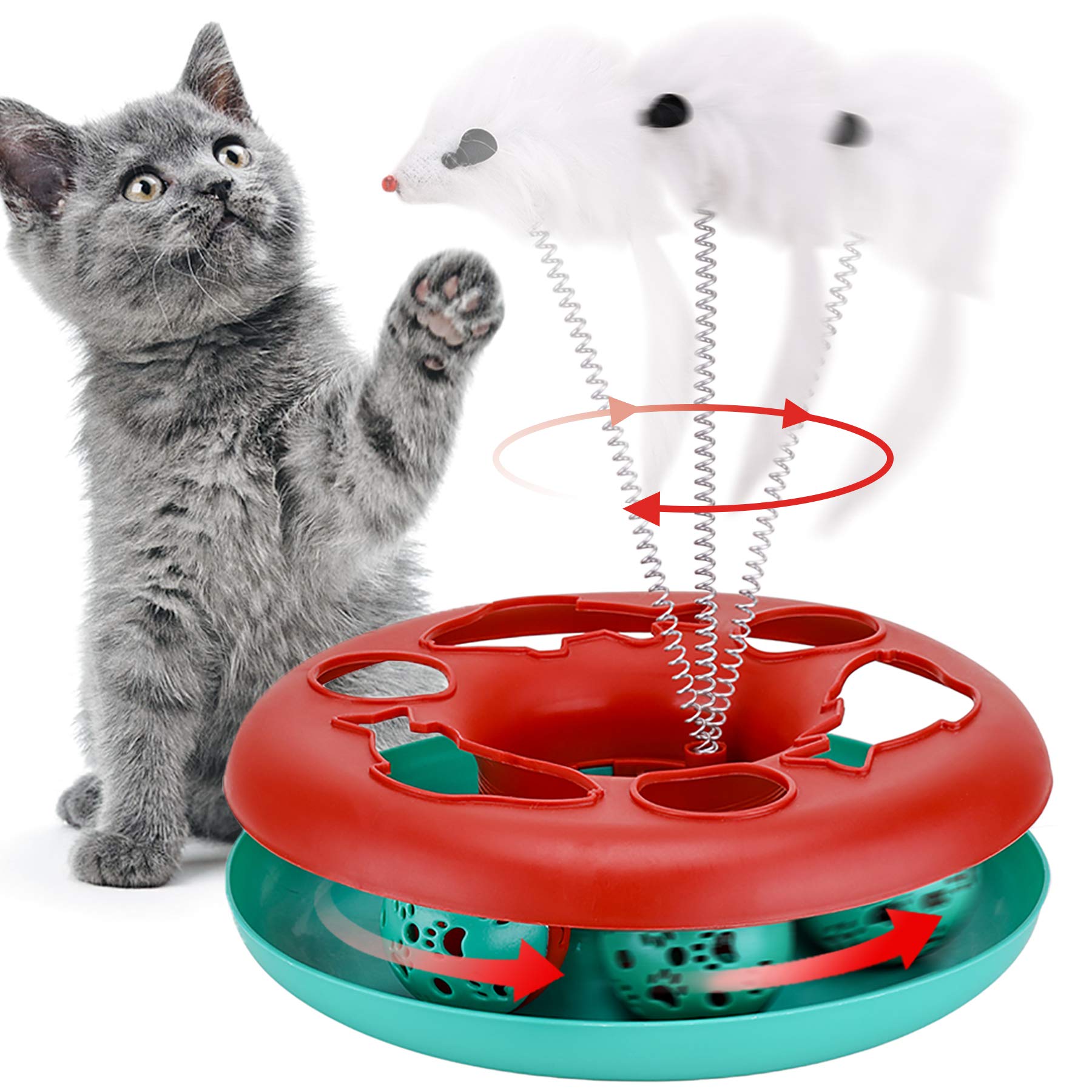 Interactive Cat Toys with Catnip - Roller Tracks, Exercise Balls & Teaser Mouse for Indoor Kittens - Fun Playtime & Exercise for Active Cats (Perfect for Solo Play & Bonding Time)